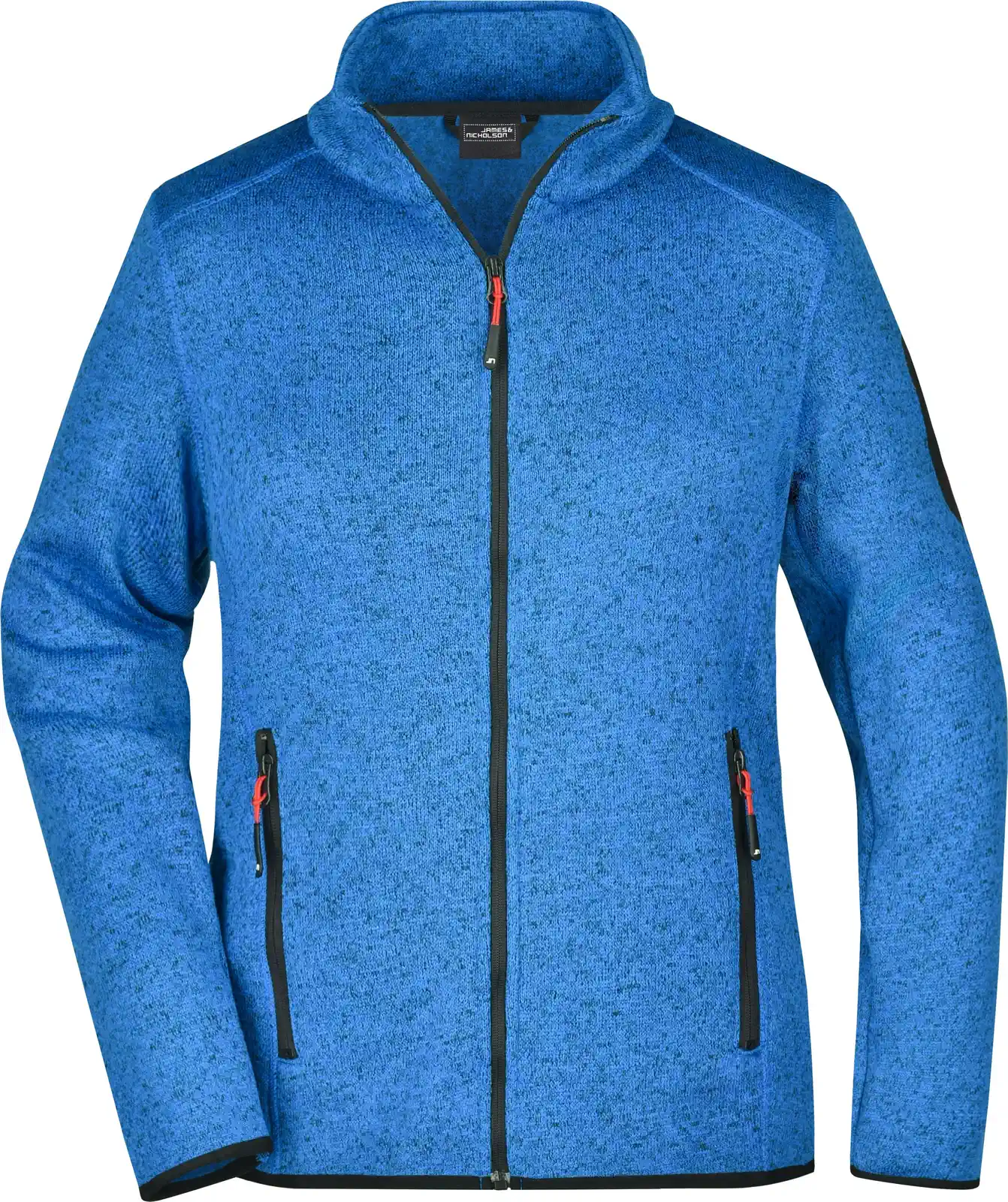 jn761-ladies-knitted-fleece-jacket-royalmelange-red-front-3 James & Nicholson Ladies Knitted Fleece Jacket
