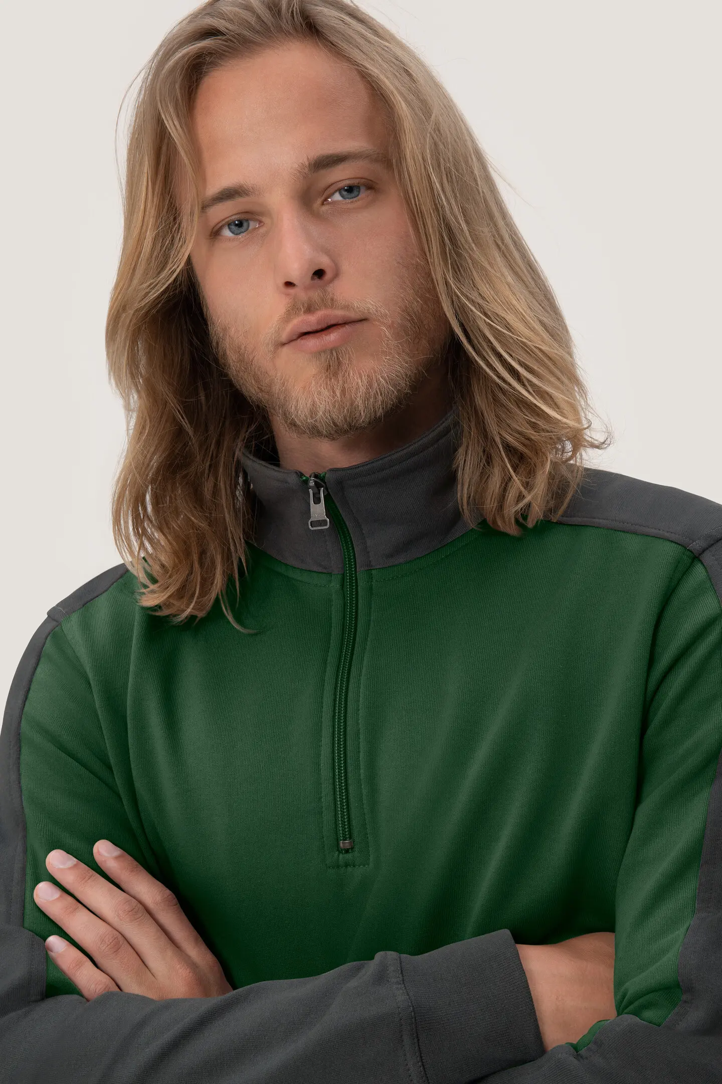 HAKRO Zip-Sweatshirt 476 Contrast Mikralinar®