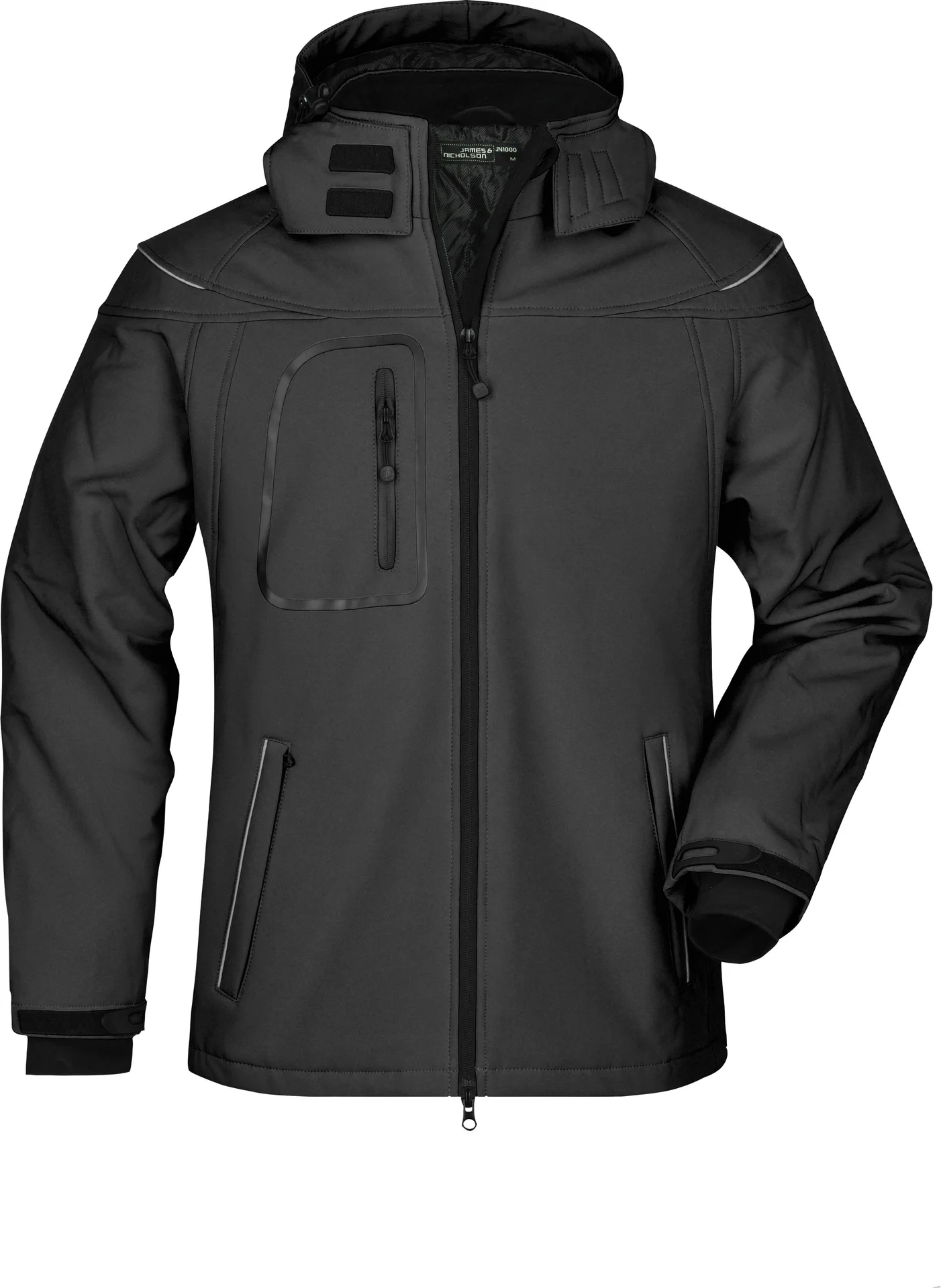jn1000-mens-winter-softshell-jacket-black-front-3 James & Nicholson Men's Winter Softshell Jacket