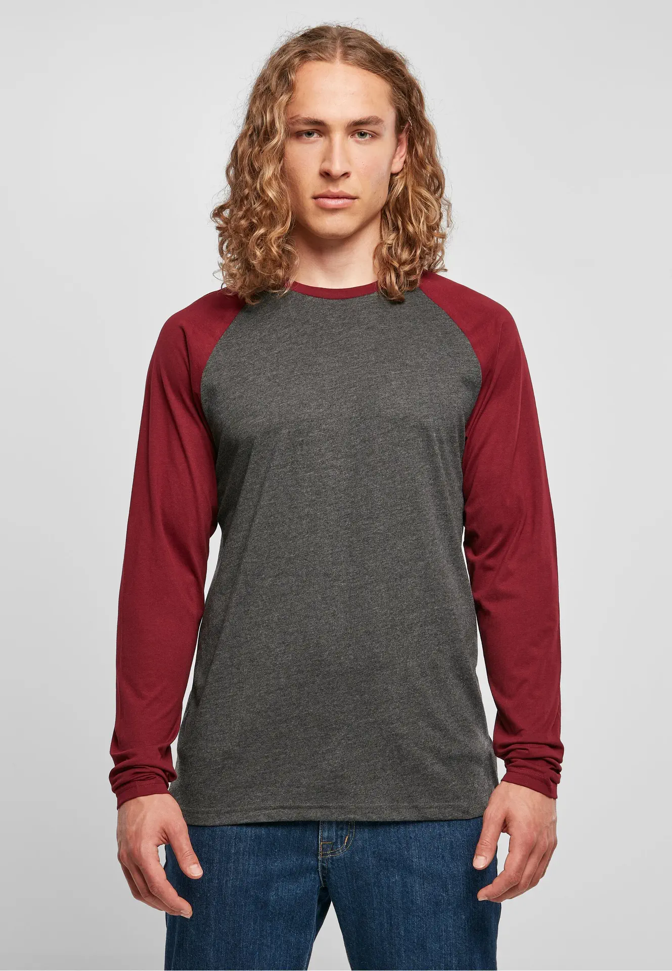 Build Your Brand Contrast Raglan Longsleeve T-Shirt