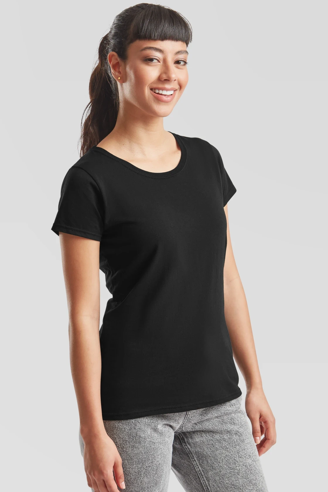 fruit-of-the-loom-61-420-0-ladies-original-t-shirt-black-model-1 F.O.L. Ladies´ Original T