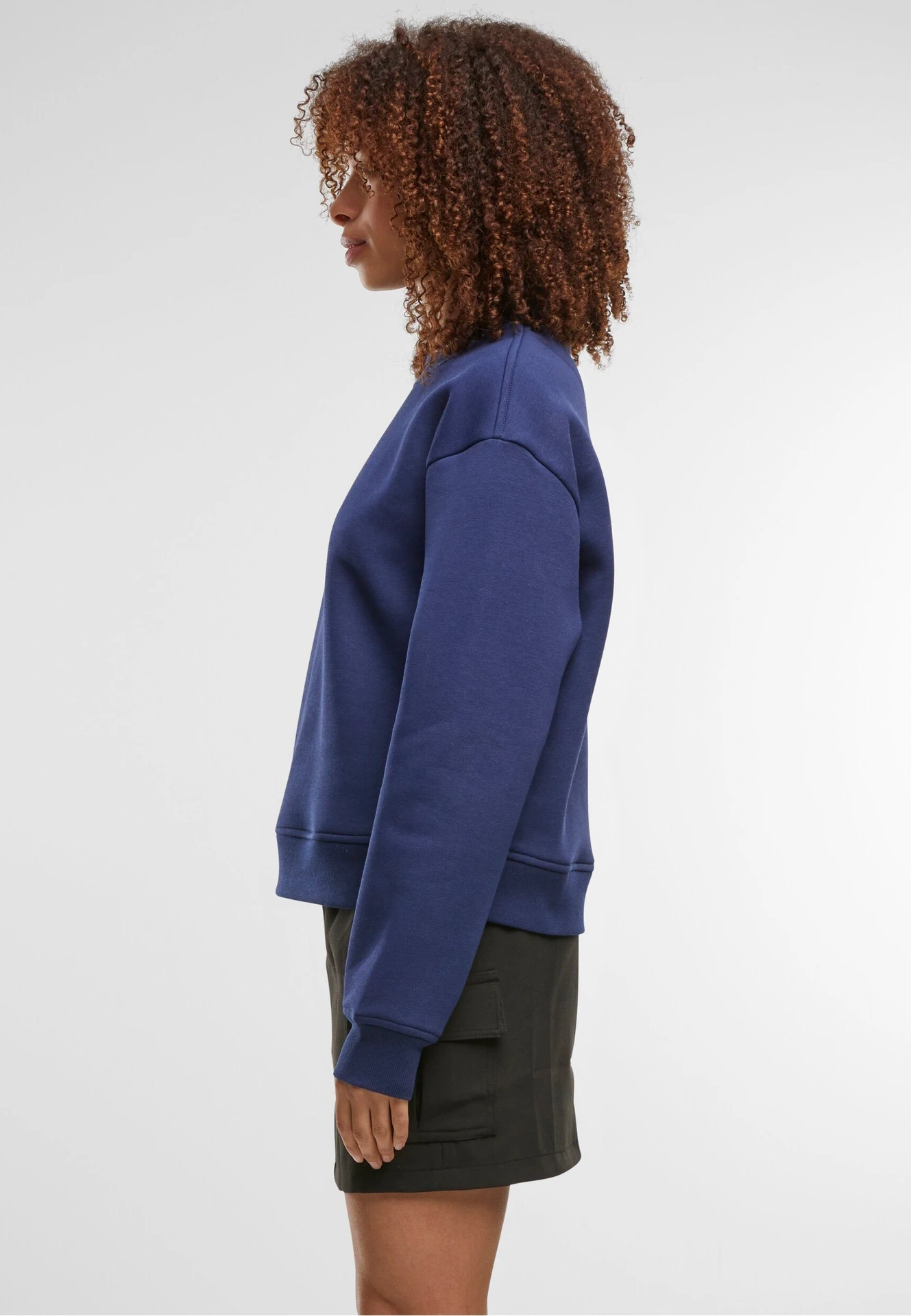 BYB-BY212-ladies-oversized-crewneck-sweatshirt-lightnavy-model-1 Build Your Brand Ladies Oversized Crewneck Sweatshirt