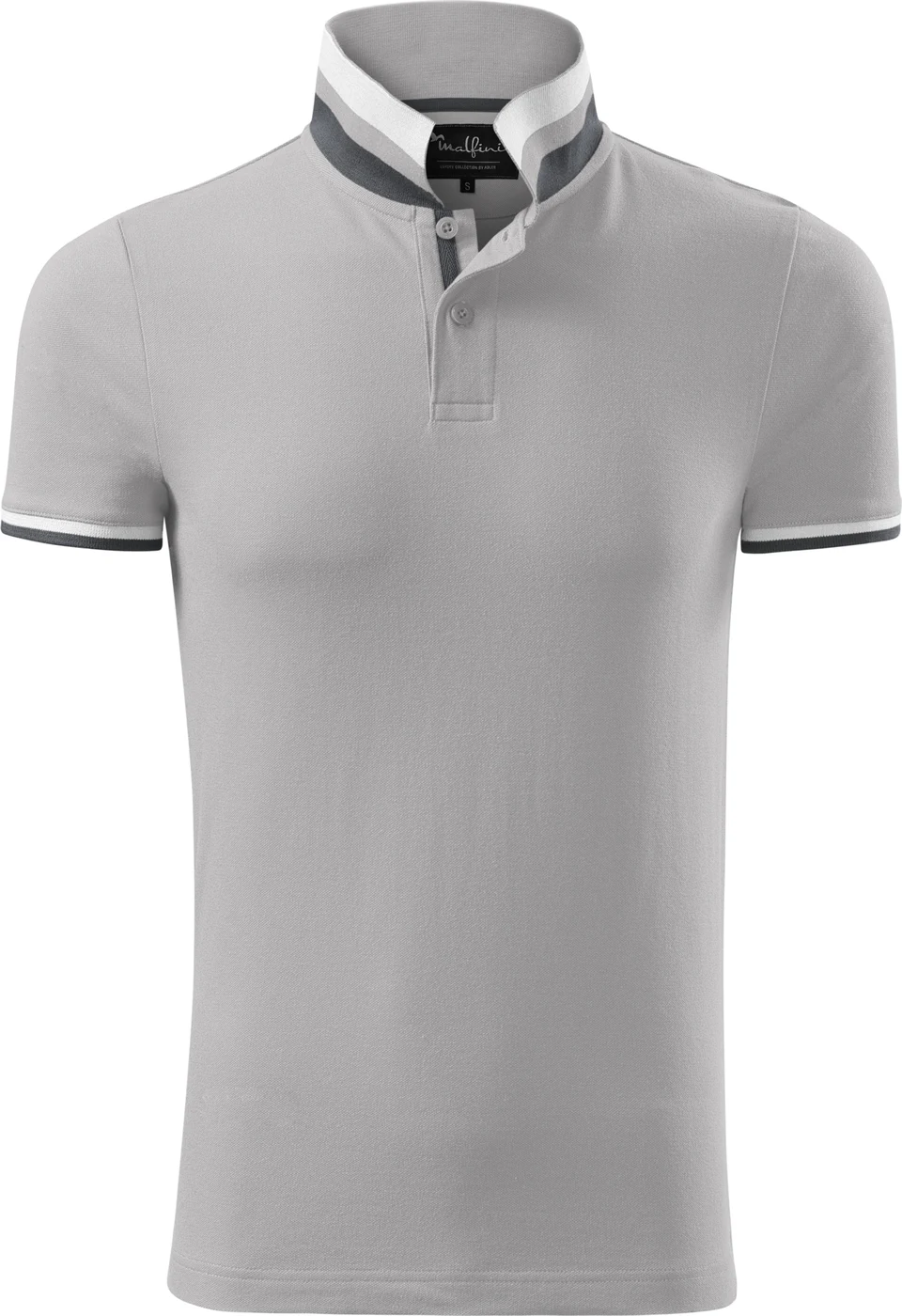 malfini-256-polohemd-collar-up-silbergrau-front-2 MALFINI Polohemd Collar Up 256
