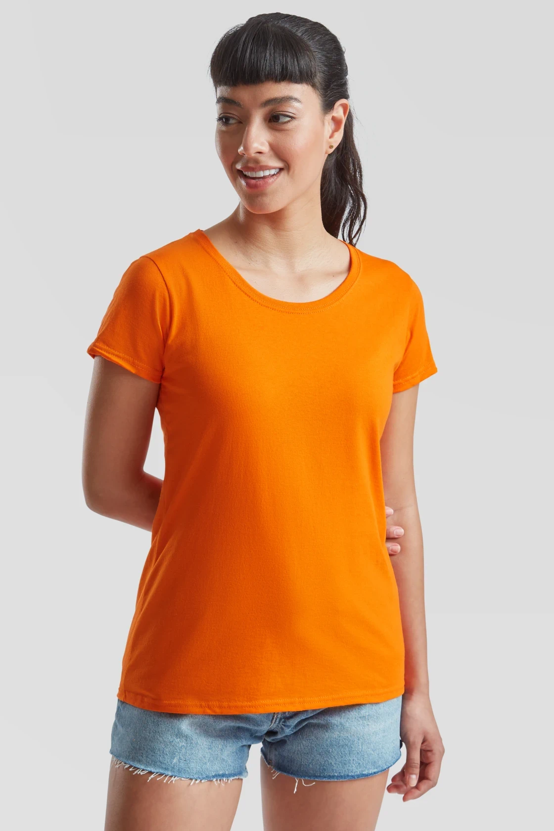 fruit-of-the-loom-61-372-0-ladies-valueweight-t-shirt-orange-model-0 F.O.L. Lady-Fit Valueweight T