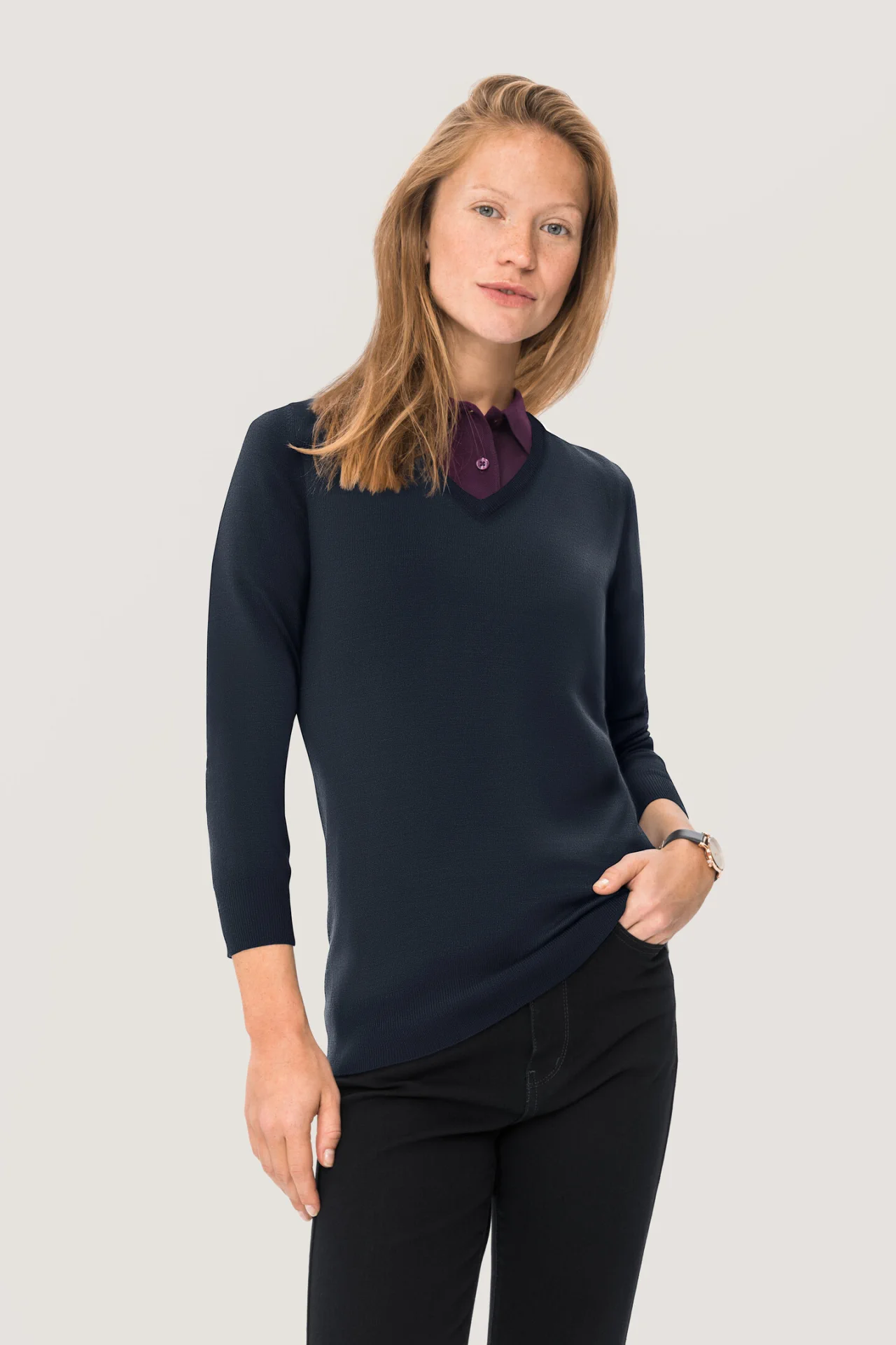 HAKRO Women-V-Pullover 134 Merino Wool HAKRO Women-V-Pullover 134 Merino Wool