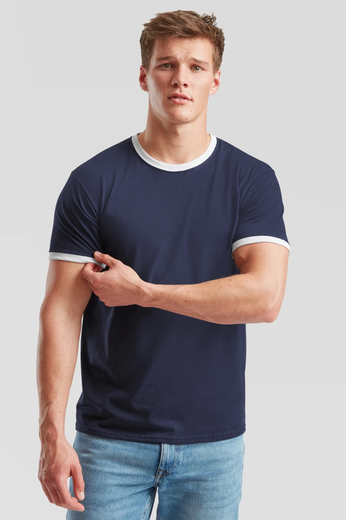 fruit-of-the-loom-61-168-0-valueweight-ringer-t-shirt-navy-white-model-0 F.O.L. Ringer Tee