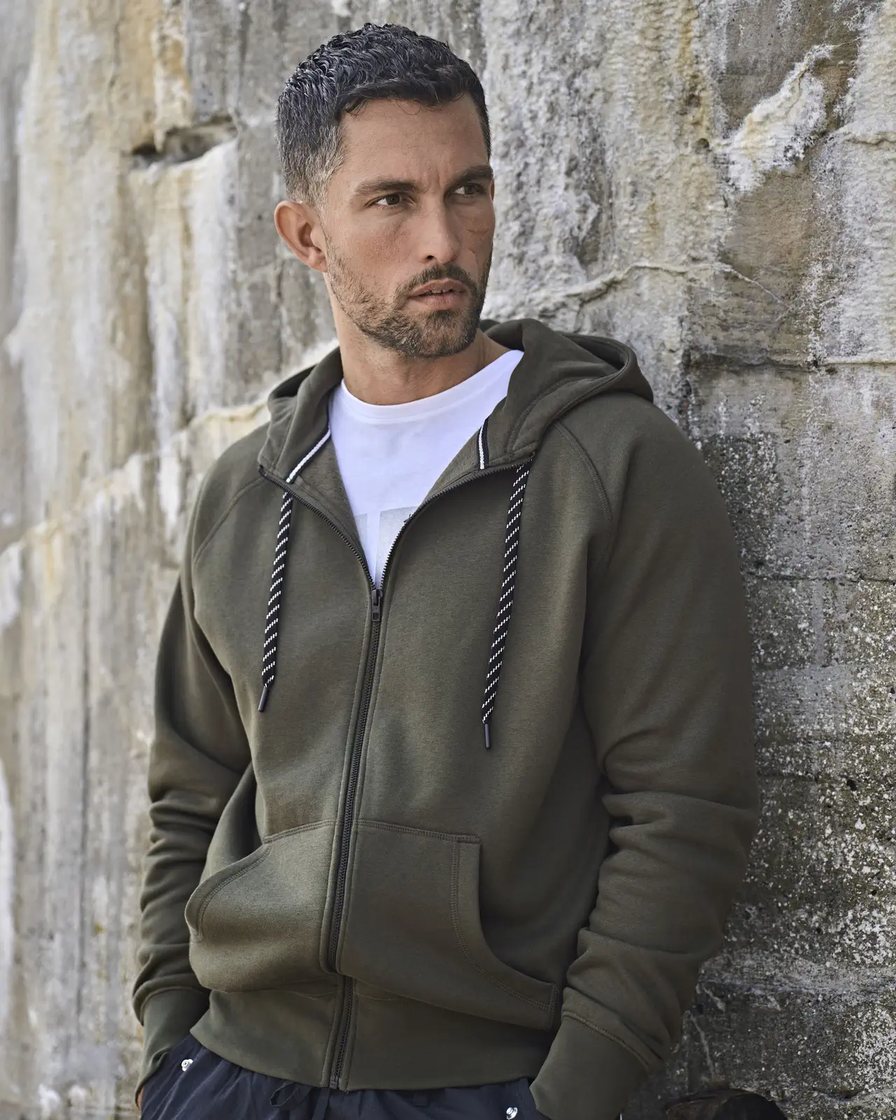 tee-jays-5435-mens-fashion-full-zip-hood-deepgreen-model-0 Tee Jays Men's Fashion Full Zip Hood