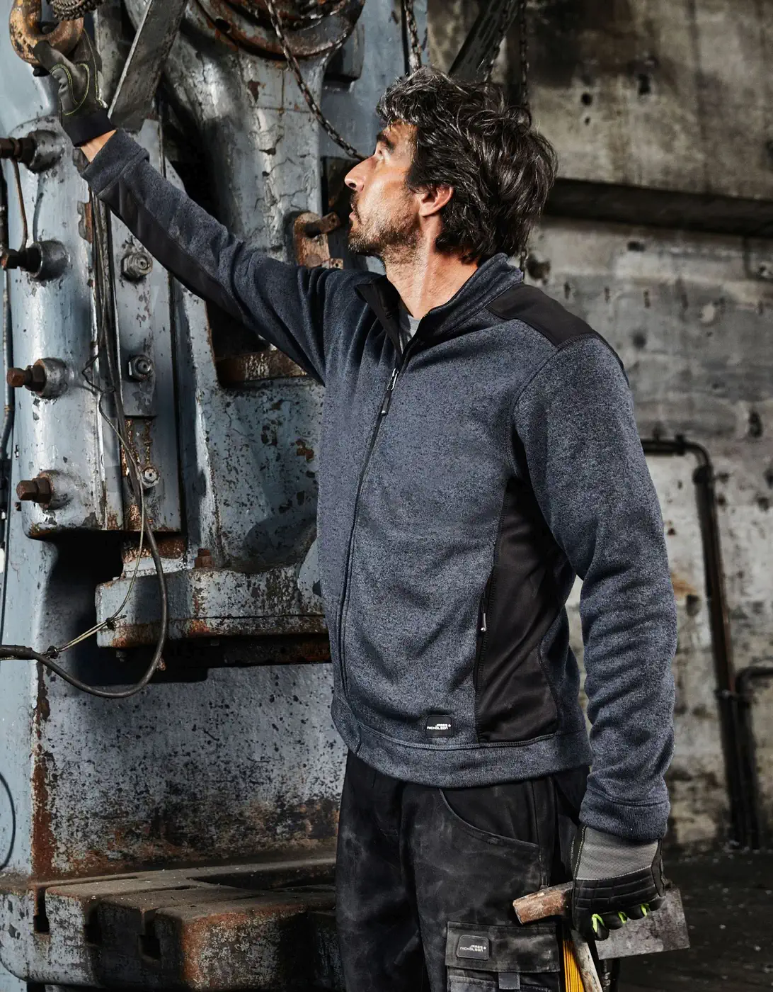 jn862-mens-knitted-workwear-fleece-jacket-model-0 James & Nicholson Men's Knitted Workwear Fleece Jacket -STRONG-