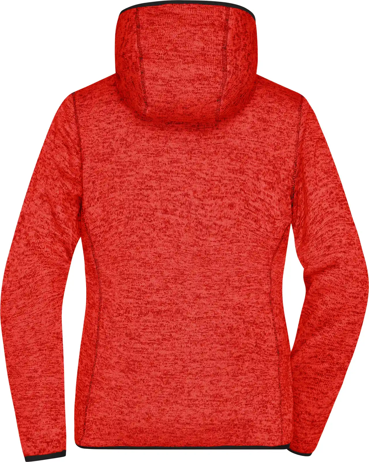 jn588-ladies-knitted-fleece-hoody-redmelange-black-back-5 James & Nicholson Ladies Knitted Fleece Hoody