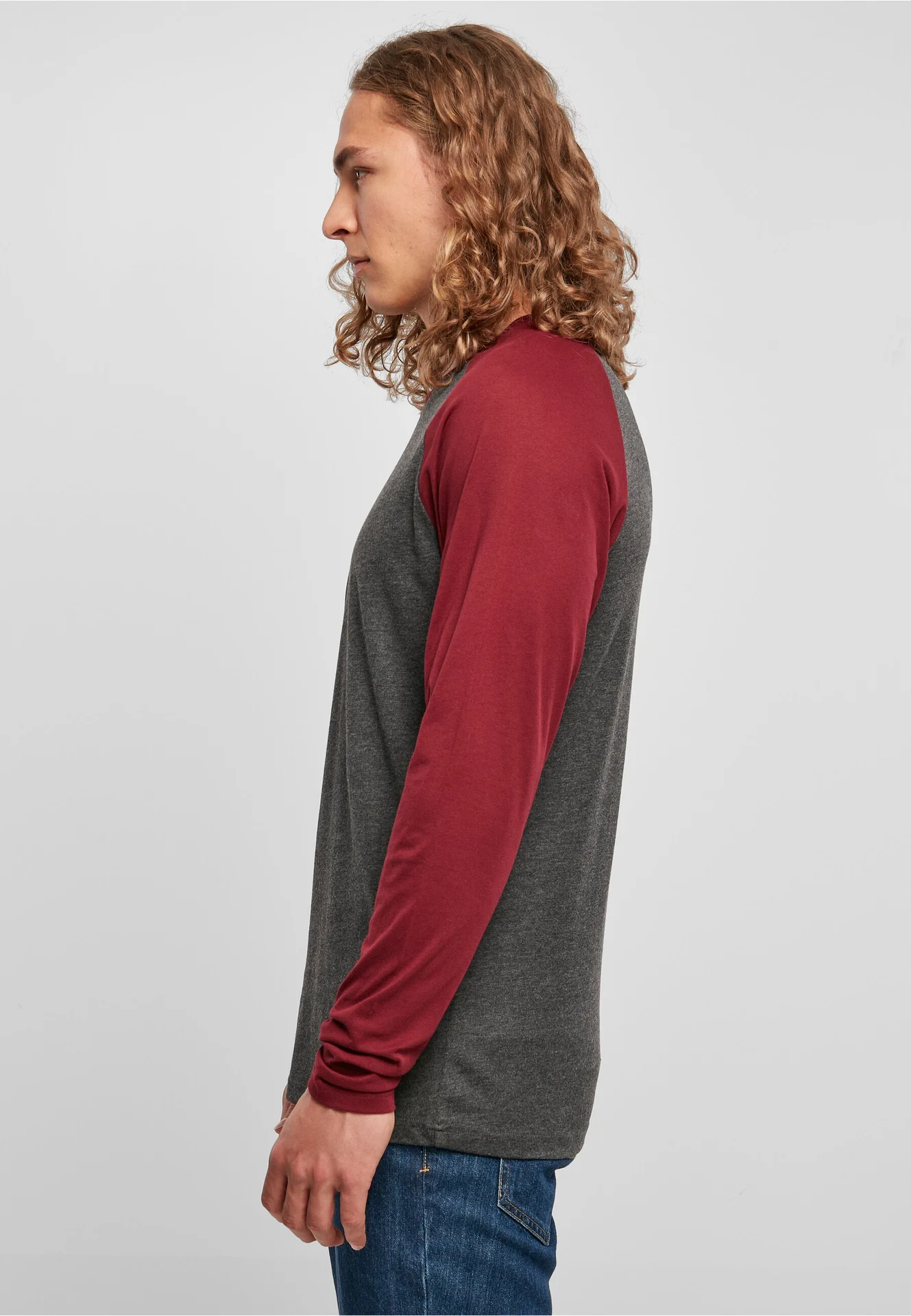 Build Your Brand Contrast Raglan Longsleeve T-Shirt