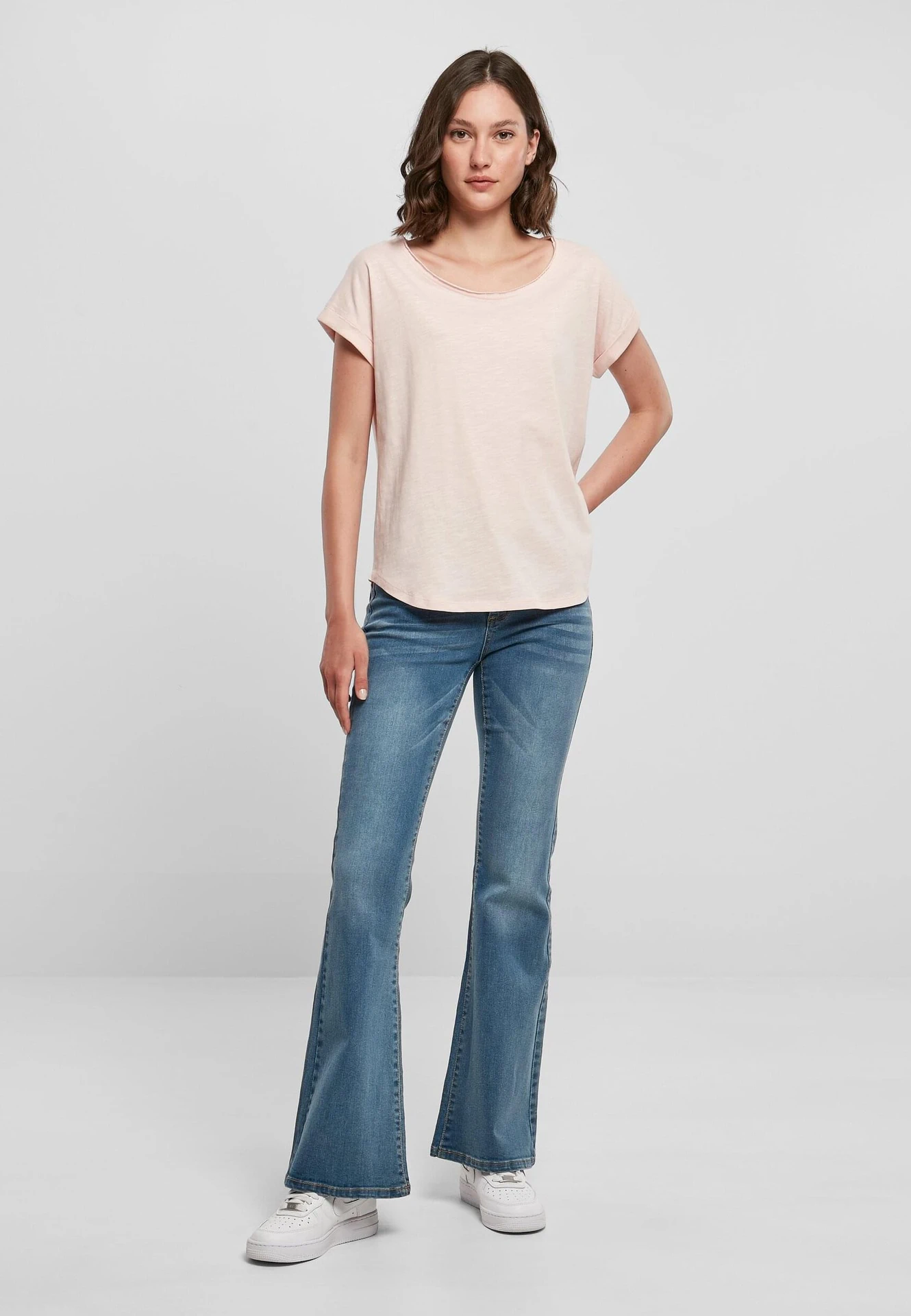 Build Your Brand Ladies Long Slub Tee