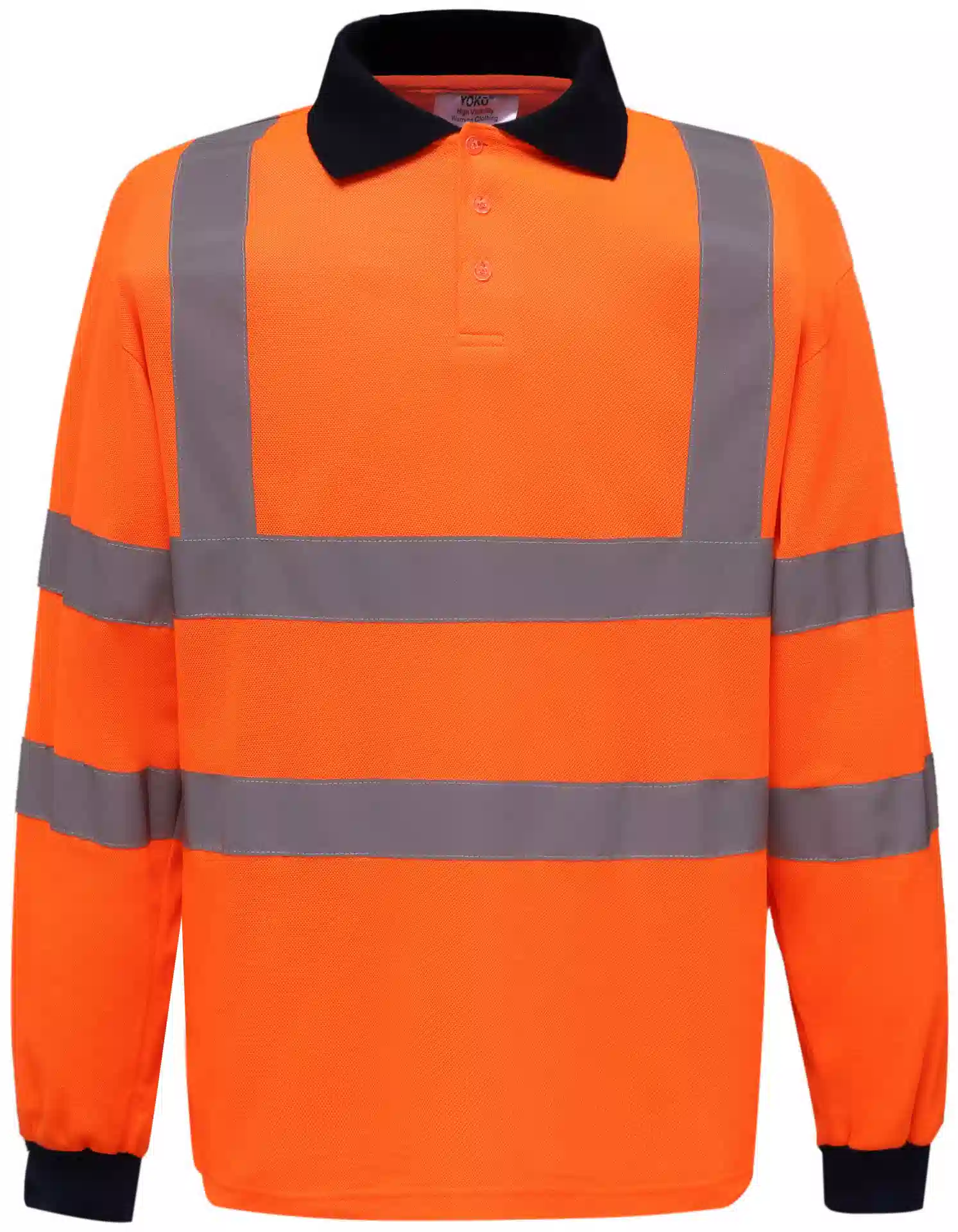 yoko-hvj310-hi-vis-long-sleeve-polo-hi-vis-orange-front-1 YOKO Hi-Vis Long Sleeve Polo