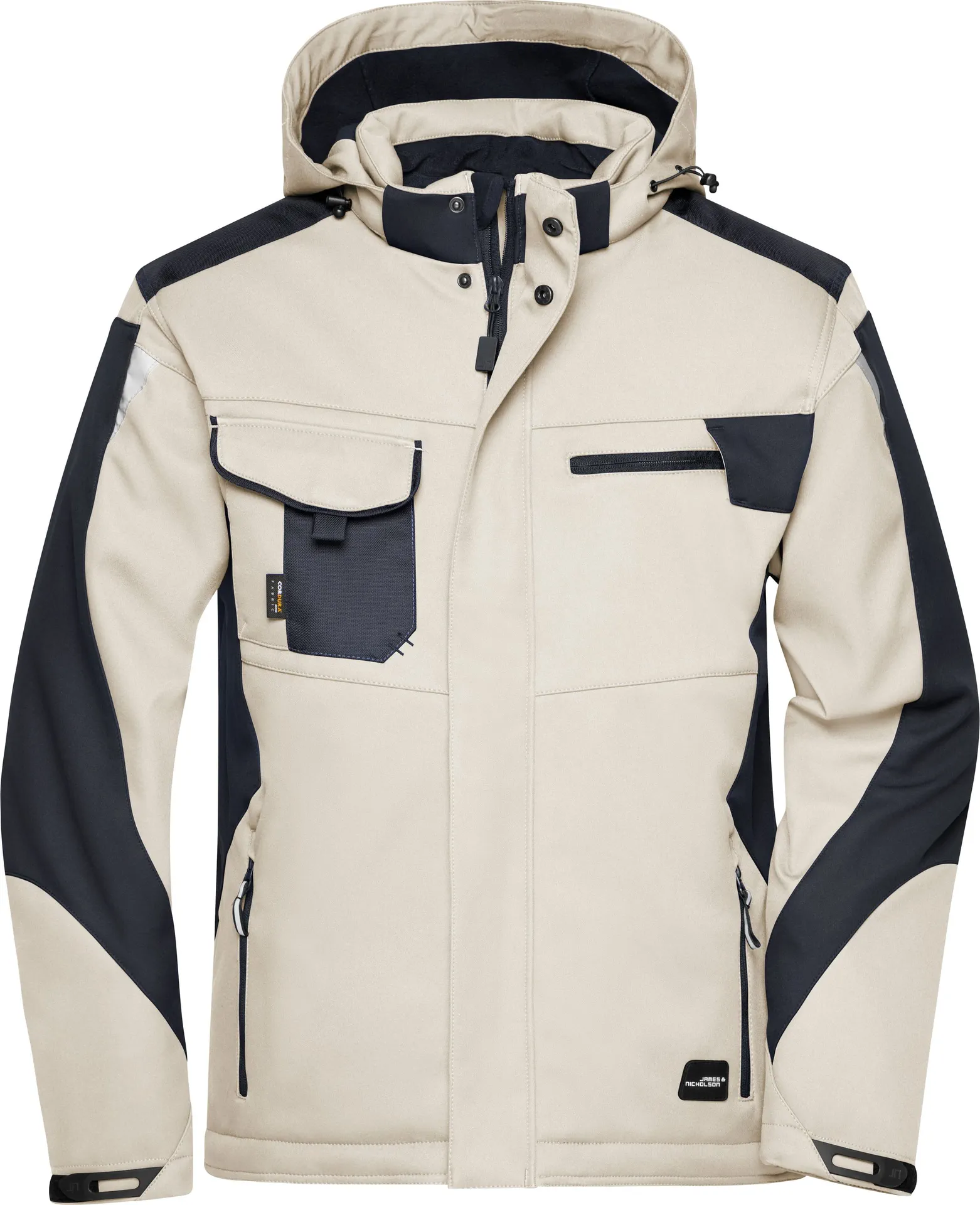 jn824-craftsmen-softshell-jacket-stone-black-front-3 James & Nicholson Craftsmen Softshell Jacket -Strong-