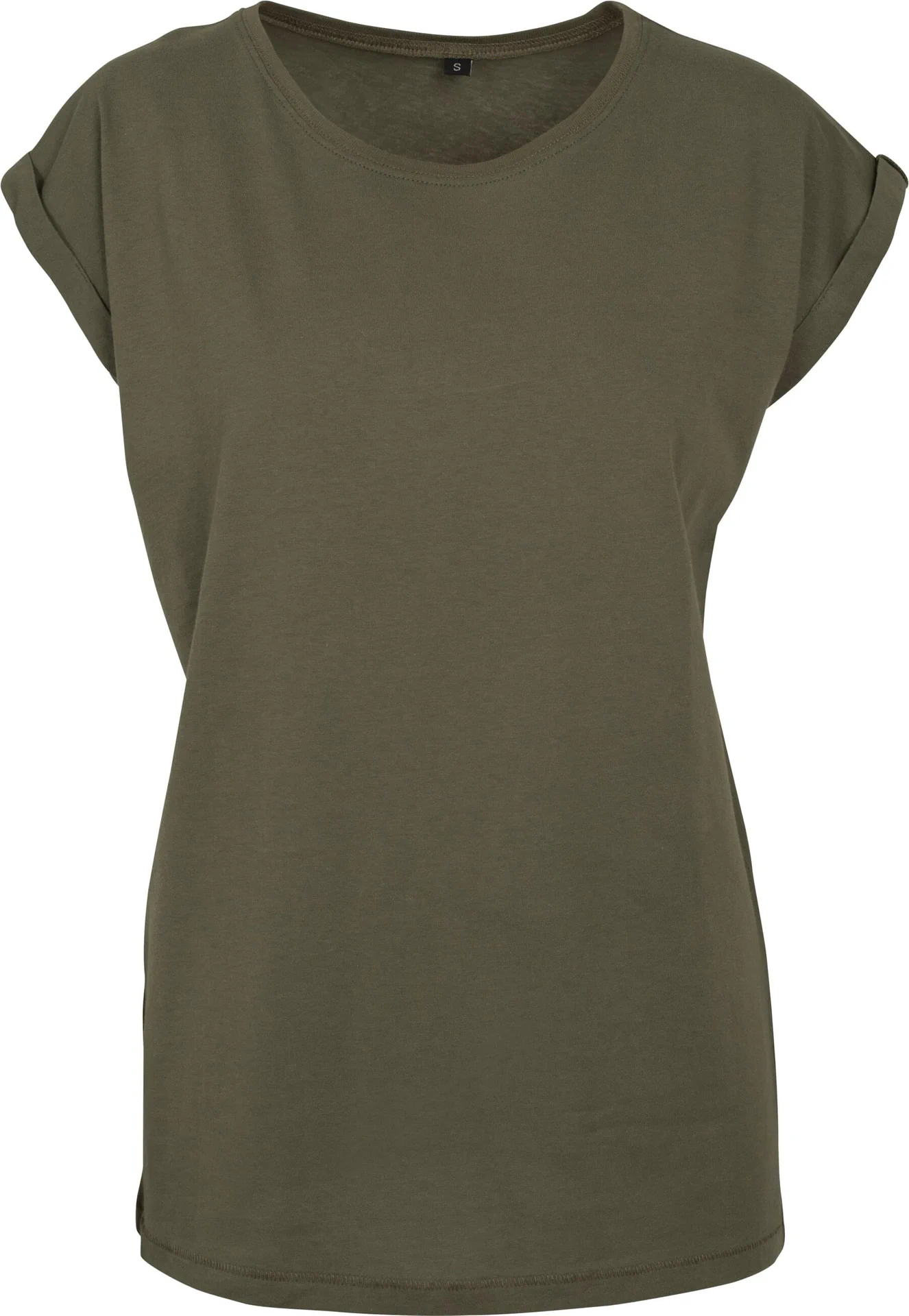 BYB-BY021-ladies-extended-shoulder-t-shirt-olive-front-4 Build Your Brand Ladies Extended Shoulder Tee