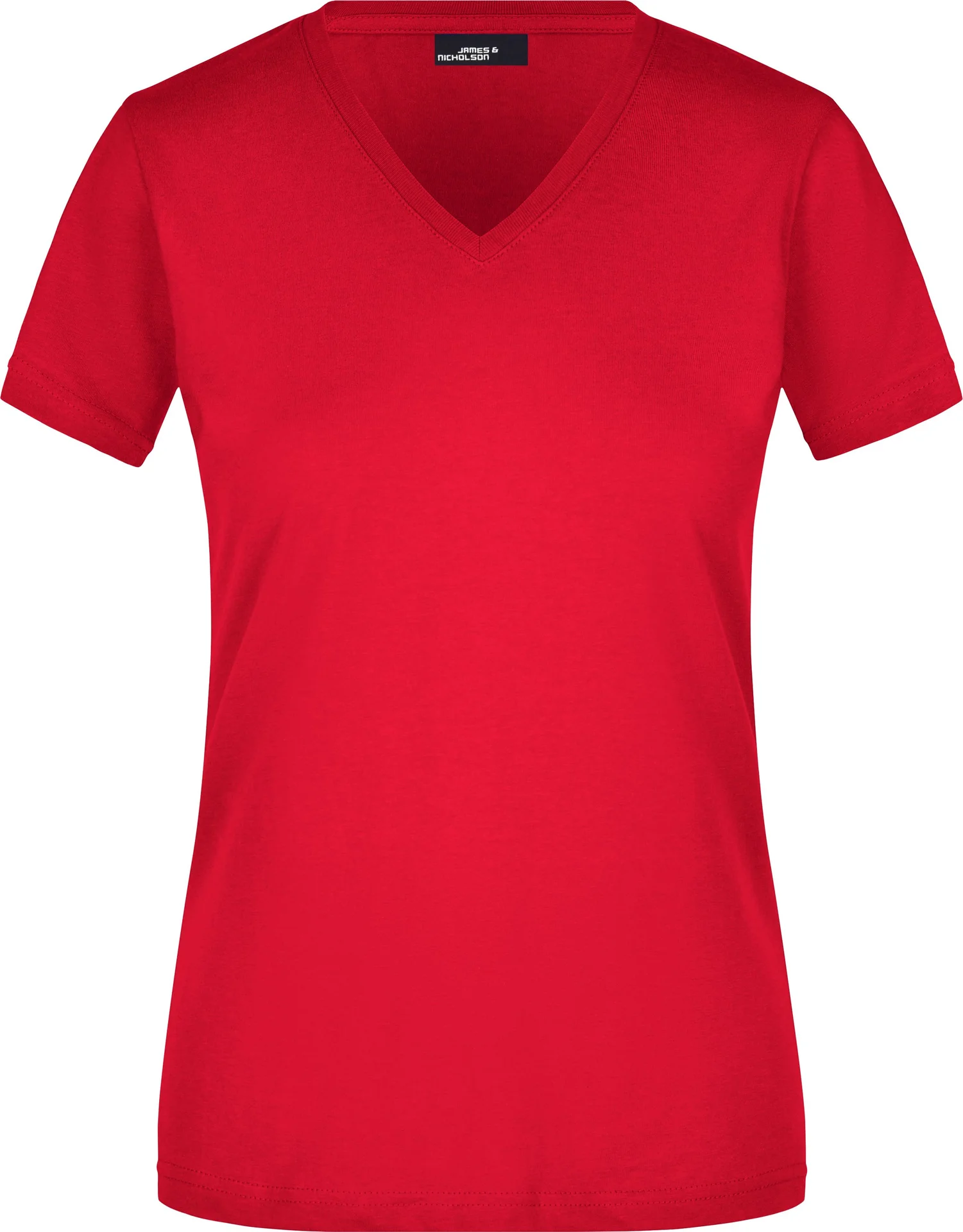 jn972-ladies-slim-fit-v-t-shirt-red-front-3 James & Nicholson Ladies Slim Fit V-T