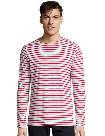 SOL'S Men's Long Sleeve Striped T-Shirt Marine SOL'S Men's Long Sleeve Striped T-Shirt Marine