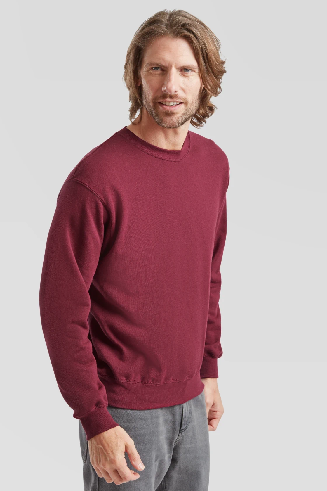 fruit-of-the-loom-62-202-0-classic-set-in-sweatshirt-burgundy-model-1 F.O.L. Classic Set-In Sweat