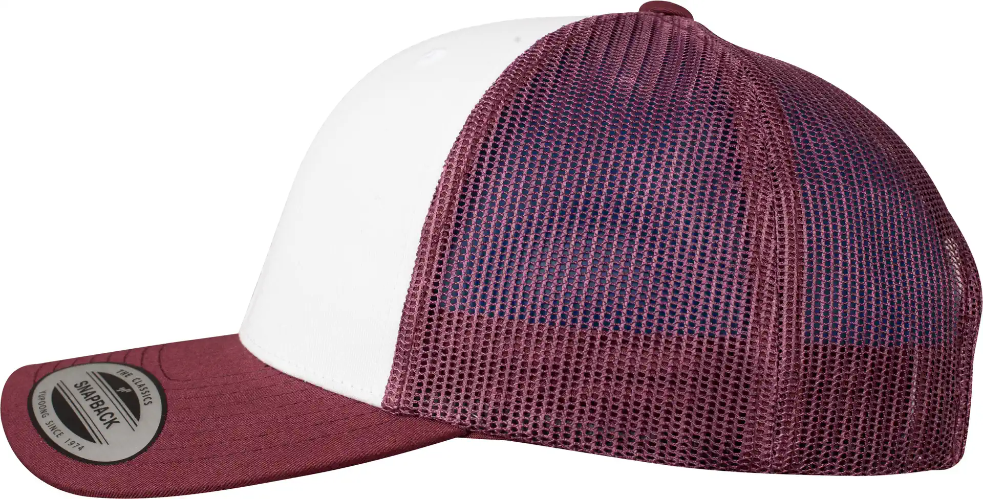flexfit-6606cf-retro-trucker-colored-front-maroon-white-maroon-left-7 FLEXFIT Retro Trucker Colored Front