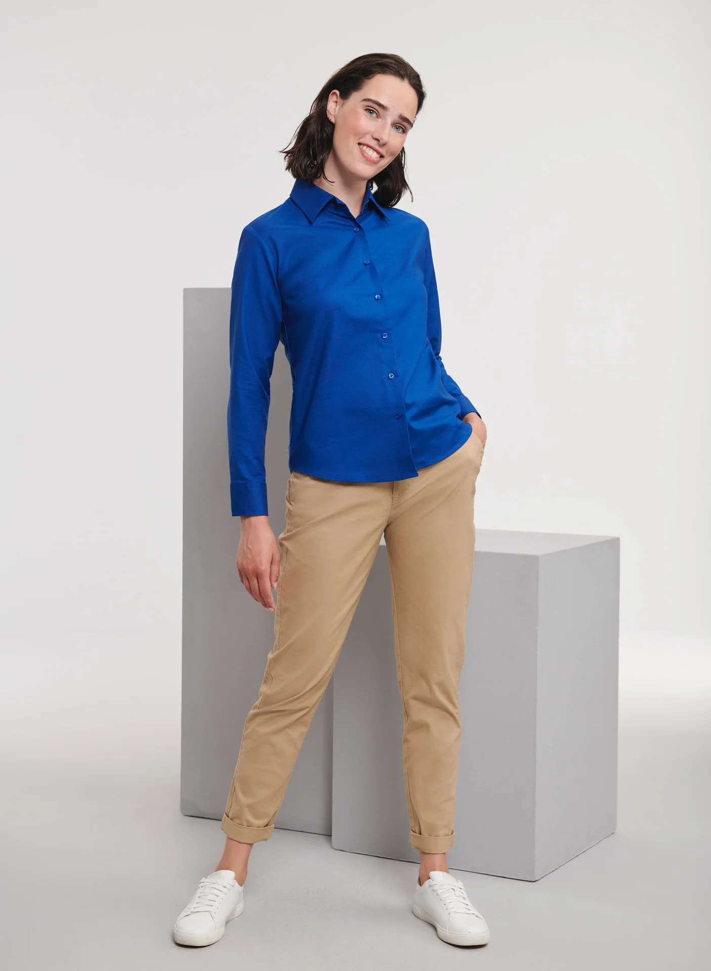 Russell Ladies Long Sleeve Easy Care Oxford Shirt