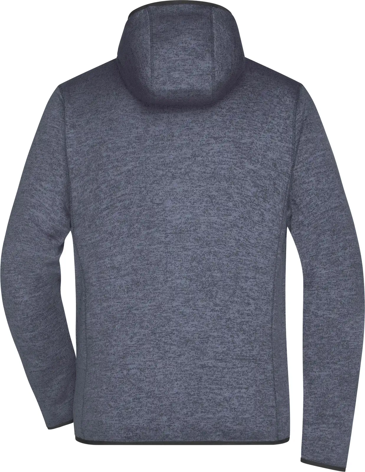 jn589-mens-knitted-fleece-hoody-denimmelange-black-back-5 James & Nicholson Men's Knitted Fleece Hoody