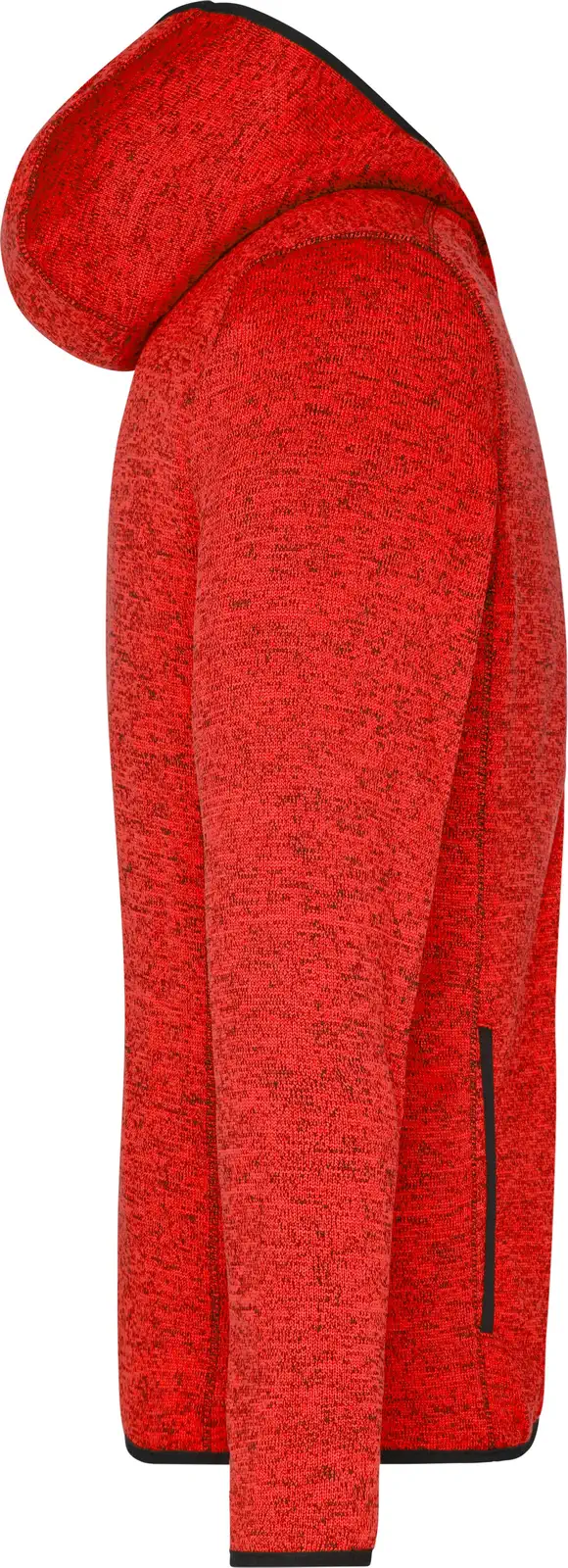 jn589-mens-knitted-fleece-hoody-redmelange-black-right-6 James & Nicholson Men's Knitted Fleece Hoody