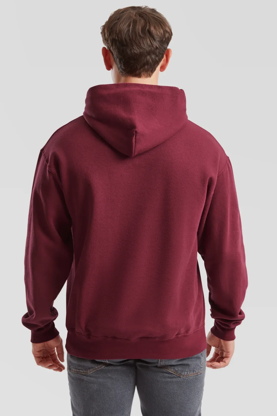 fruit-of-the-loom-62-208-0-classic-hooded-sweatshirt-burgundy-model-2 F.O.L. Classic Hooded Sweat