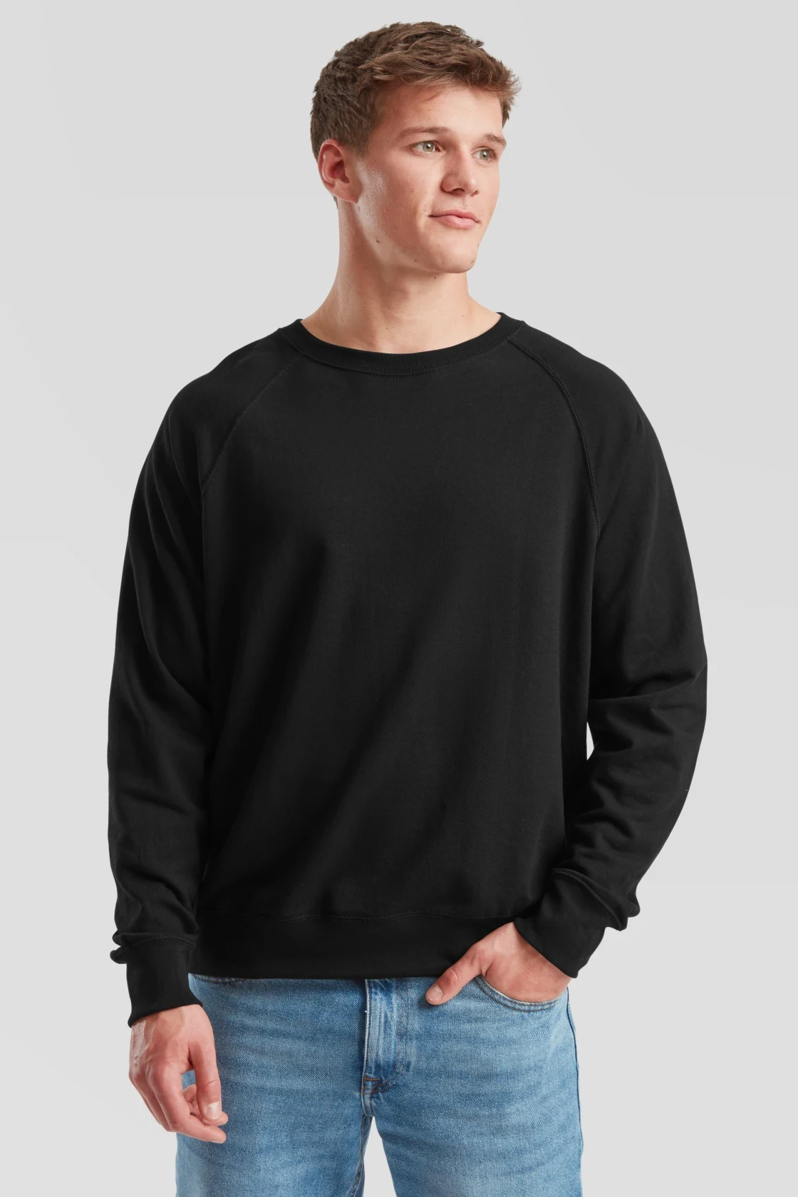 fruit-of-the-loom-62-138-0-lightweight-raglan-sweatshirt-black-model-0 F.O.L. Lightweight Raglan Sweat