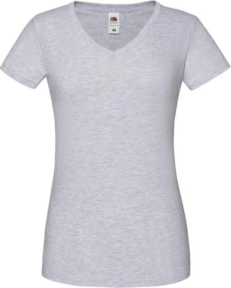 fruit-of-the-loom-61-444-0-ladies-iconic-150-v-neck-t-shirt-heathergrey-4 F.O.L. Ladies Iconic 150 V Neck T