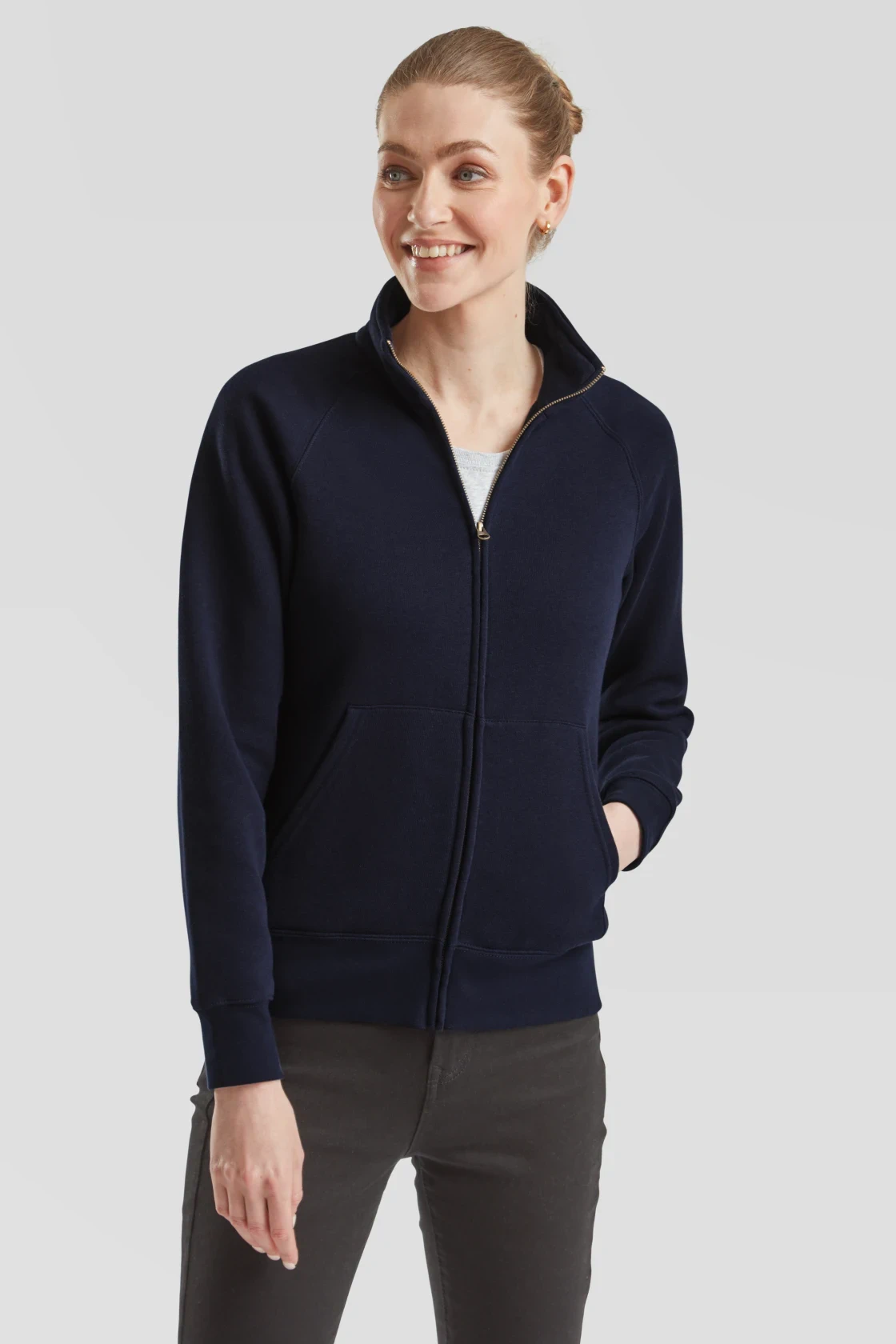 fruit-of-the-loom-62-116-0-ladies-premium-sweat-jacket-deepnavy-model-0 F.O.L. Ladies Premium Sweat Jacket