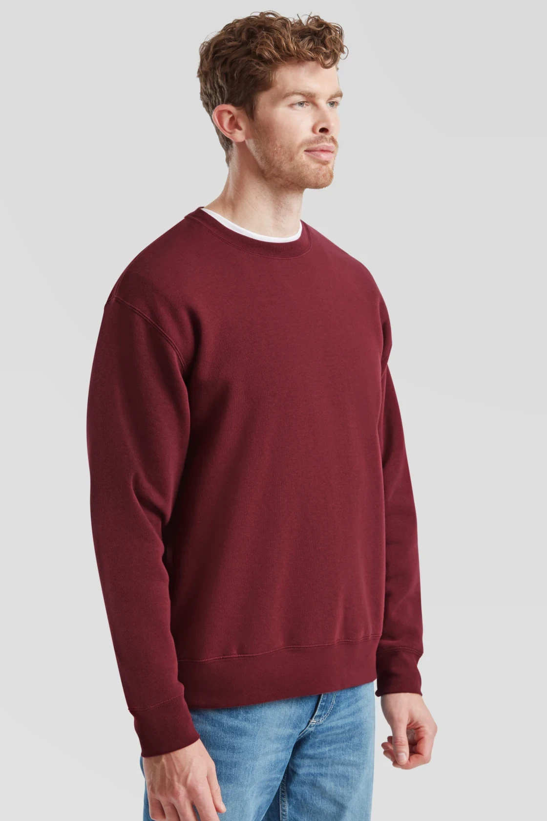 fruit-of-the-loom-62-154-0-premium-set-in-sweatshirt-burgundy-model-1 F.O.L. Premium Set-In Sweat