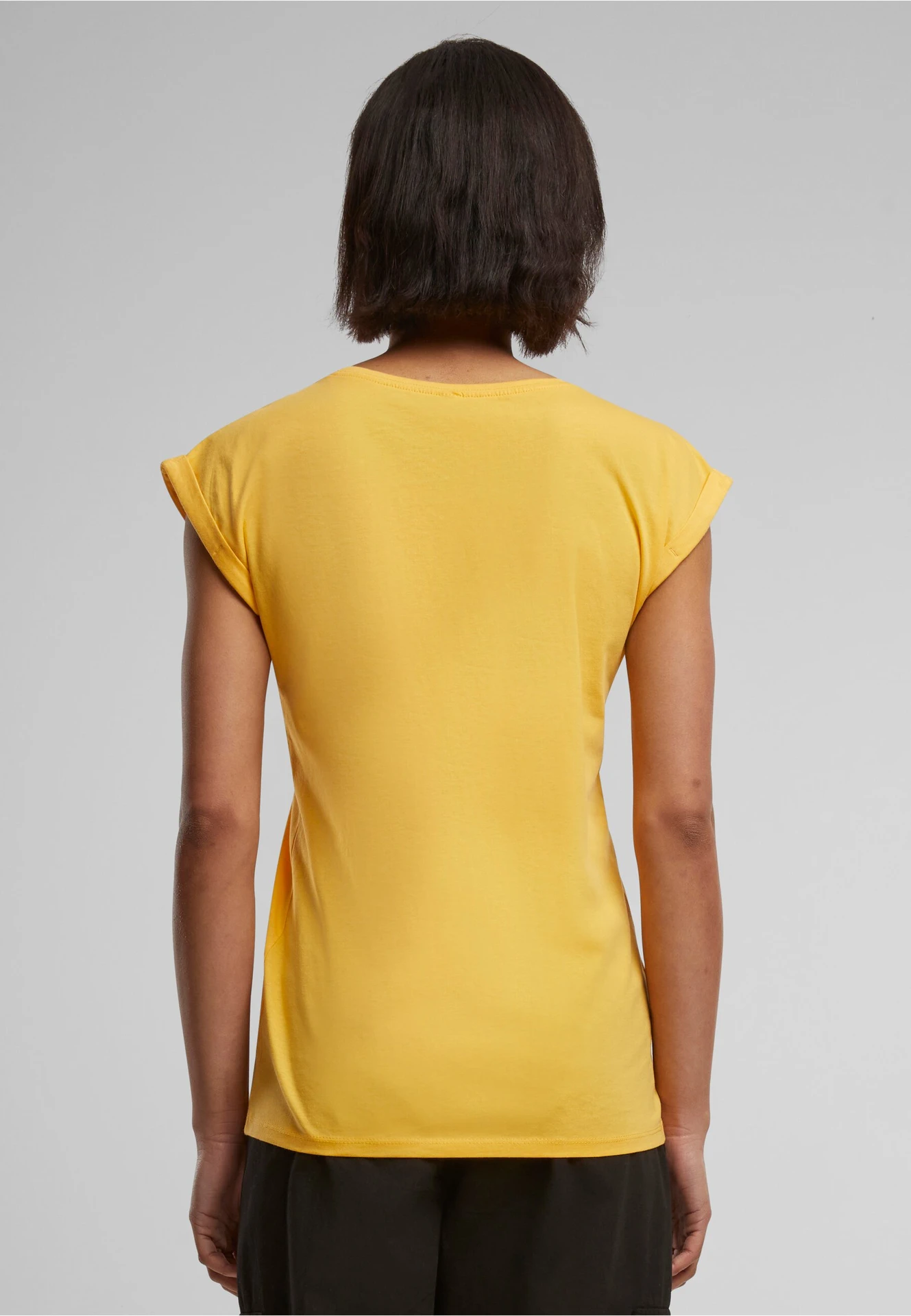 BYB-BY021-ladies-extended-shoulder-t-shirt-dimyellow-model-2 Build Your Brand Ladies Extended Shoulder Tee