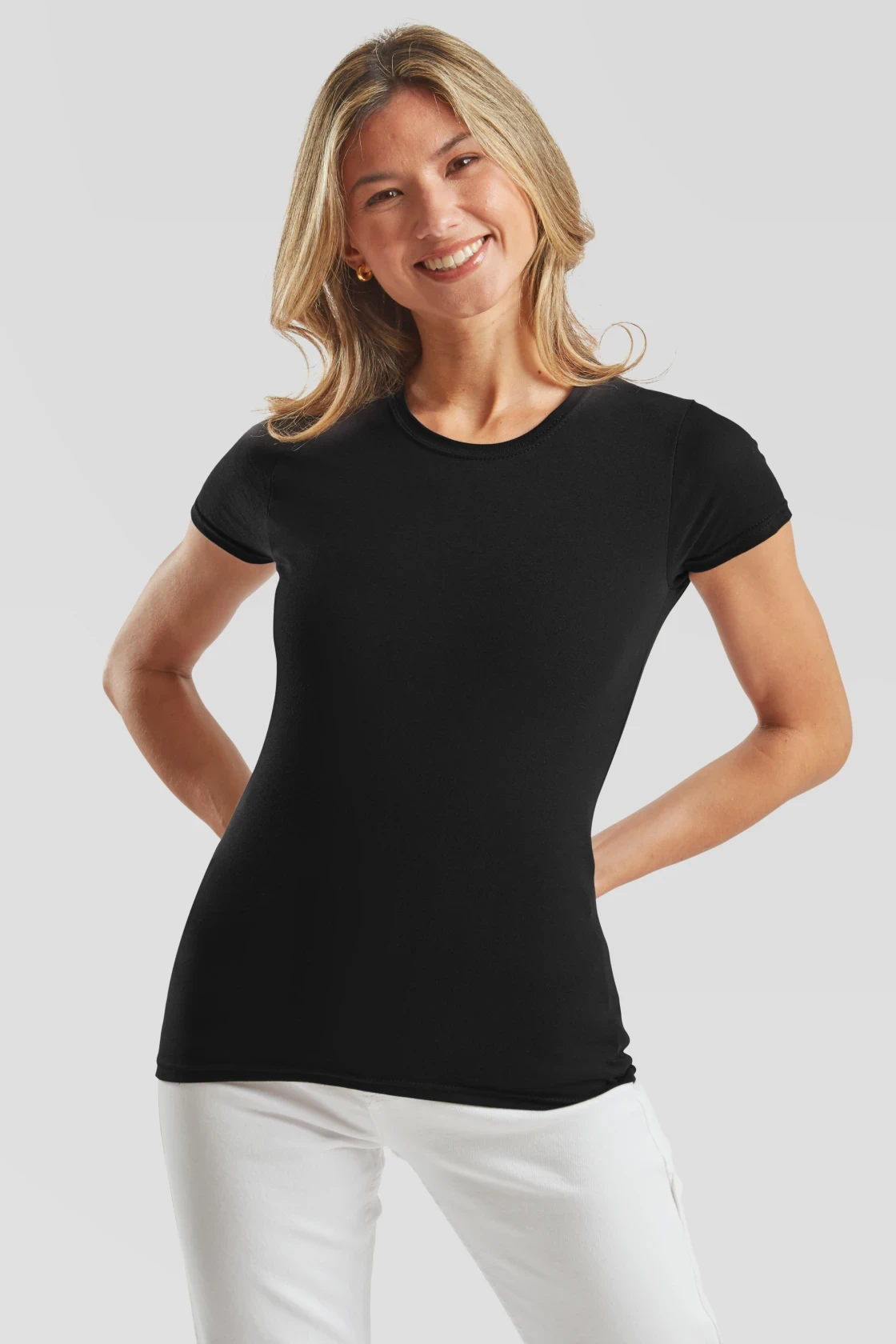fruit-of-the-loom-61-432-0-ladies-iconic-150-t-shirt-black-model-0 F.O.L. Ladies Iconic T