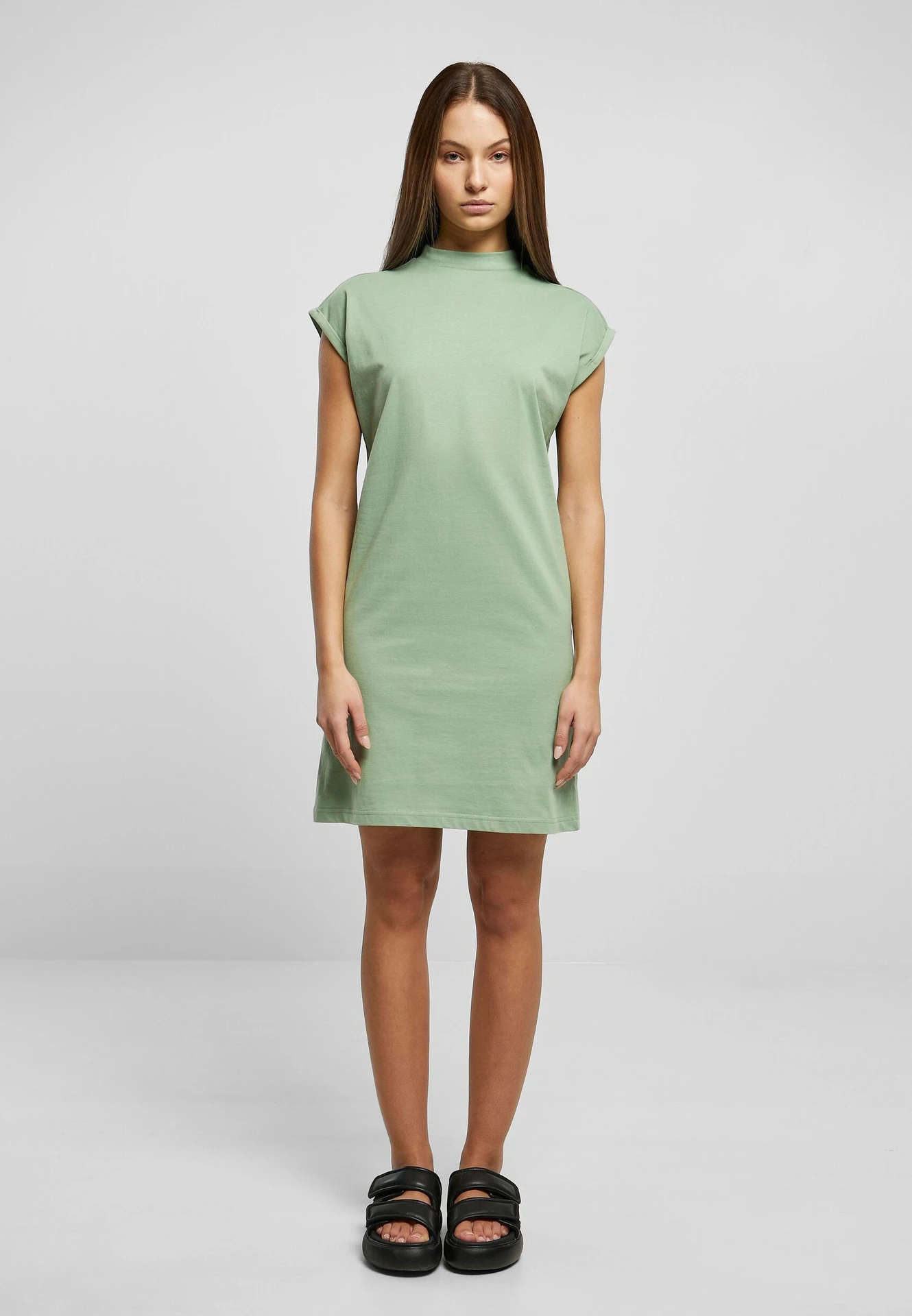 Build Your Brand Ladies Turtle Extended Shoulder Dress