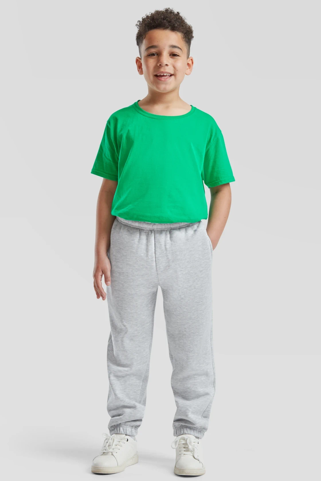 fruit-of-the-loom-64-025-0-kids-premium-elasticated-cuff-jog-pants-heathergrey-model-3 F.O.L. Premium Elasticated Cuff Jog Pants Kids