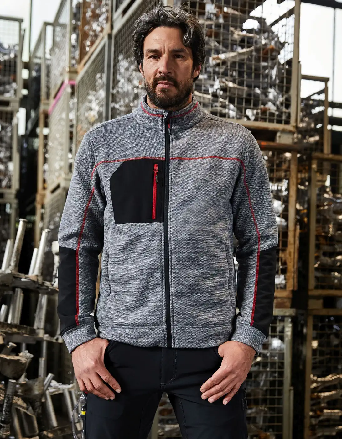 jn1818-mens-structure-fleece-jacket-model-1 James & Nicholson Men's Structure Fleece Jacket JN1818