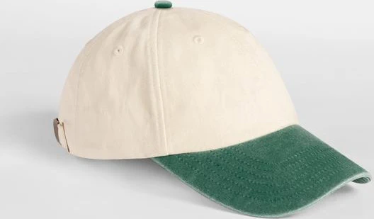 beechfield-b673-contrast-peak-low-profile-vintage-cap-natural-vintagebottlegreen-front-1 Beechfield Contrast Peak Low Profile Vintage Cap