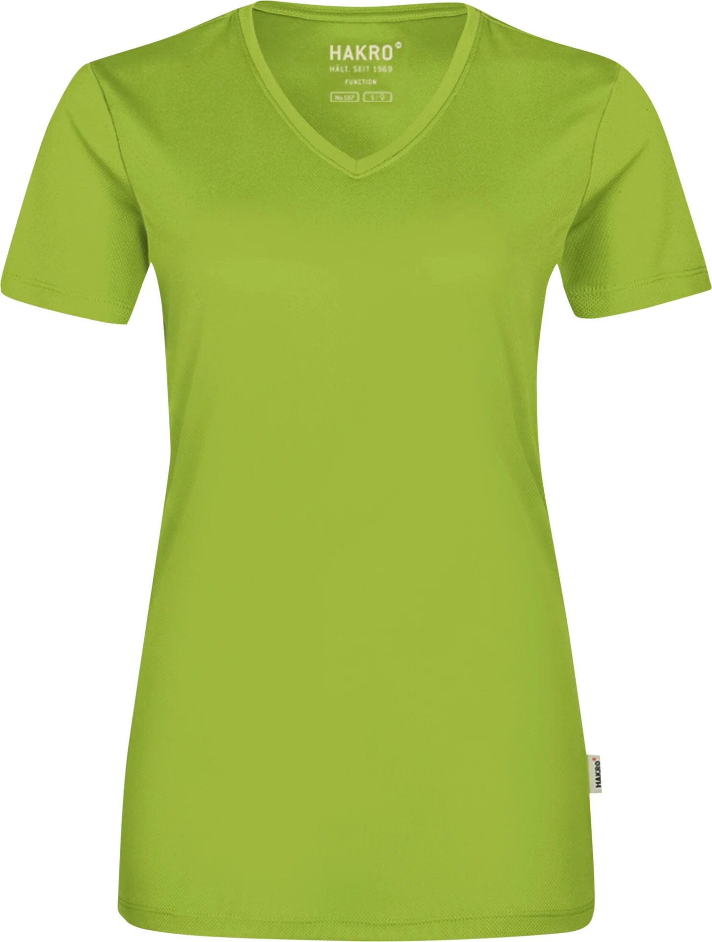 hakro-187-damen-v-shirt-coolmax-kiwi-front-1 HAKRO Women-V-Shirt 187 Coolmax