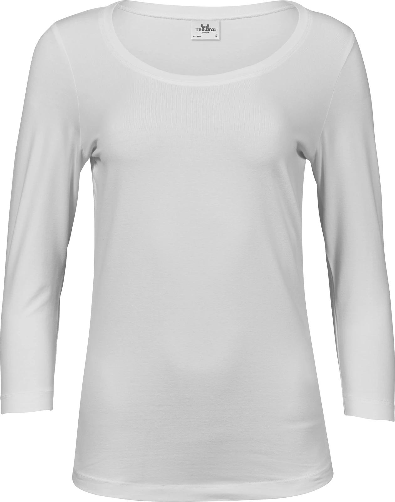 tee-jays-460-womens-stretch-3-4-sleeve-t-shirt-white-front-1 Tee Jays Women's Stretch 3/4 Sleeve Tee