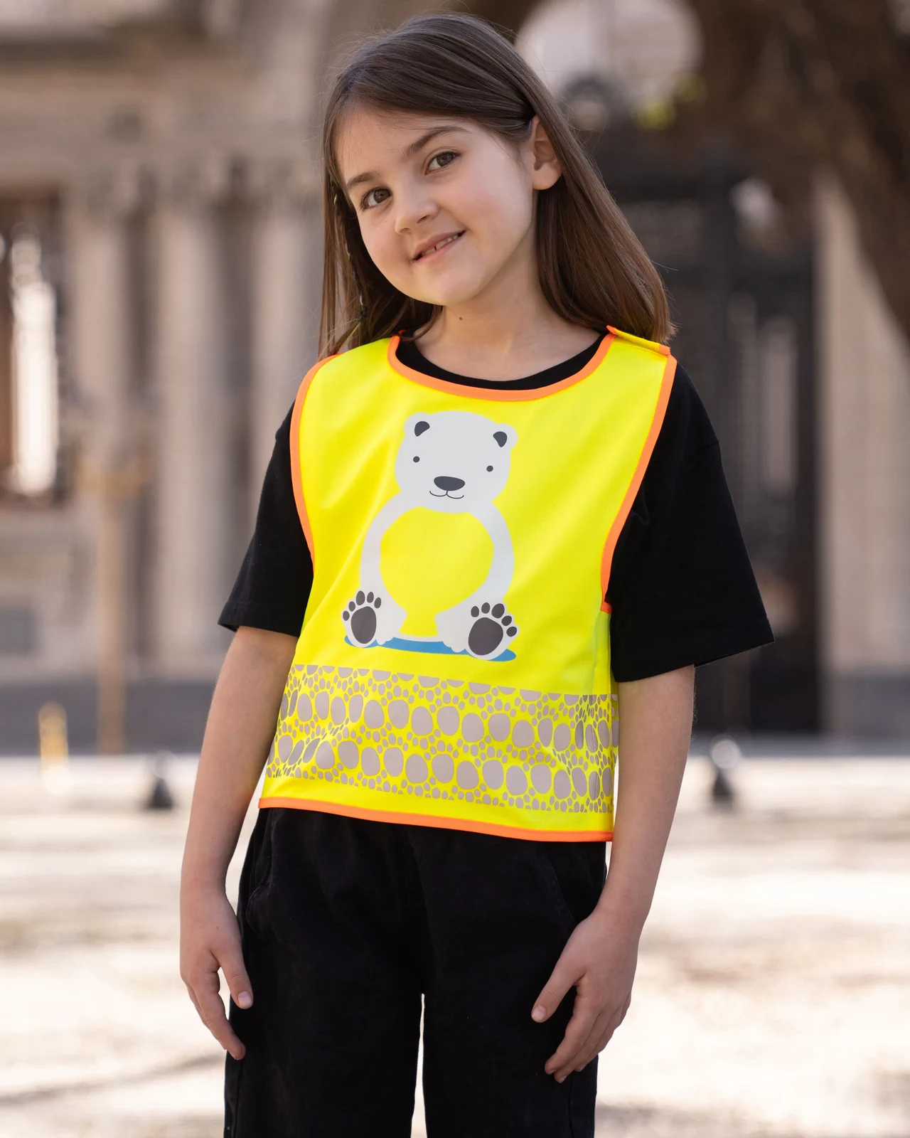 korntex-fun-childrens-safety-vest-funtastic-wildlife-co2-neutral-icebearyellow-model-1 Korntex Kinder Warnweste Funtastic Wildlife