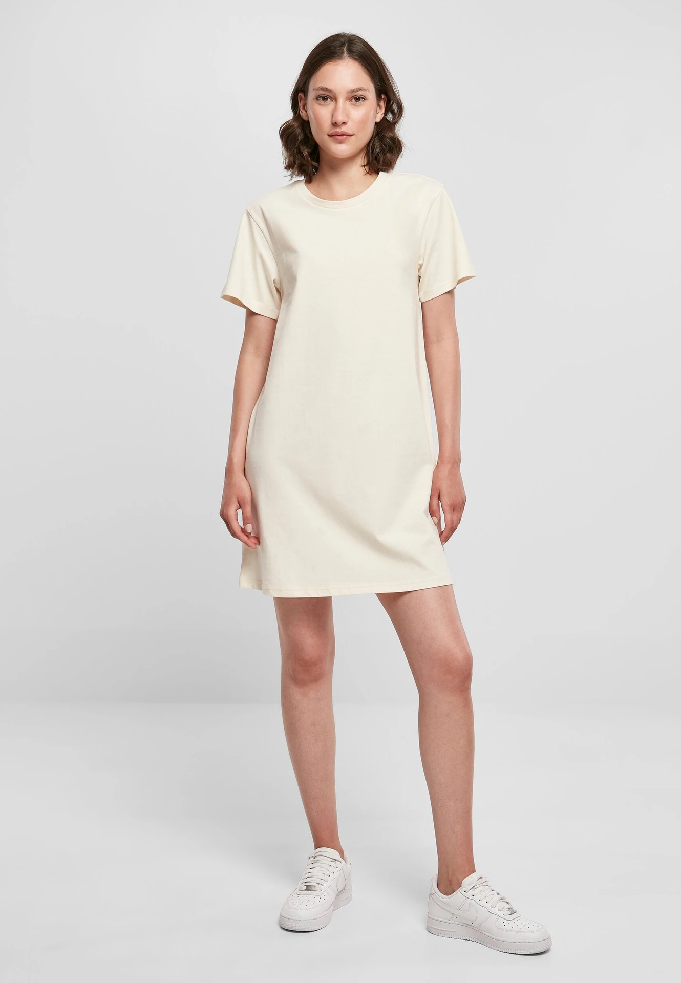 BYB-BY214-ladies-t-shirt-dress-whitesand-model-3 Build Your Brand Ladies Tee Dress
