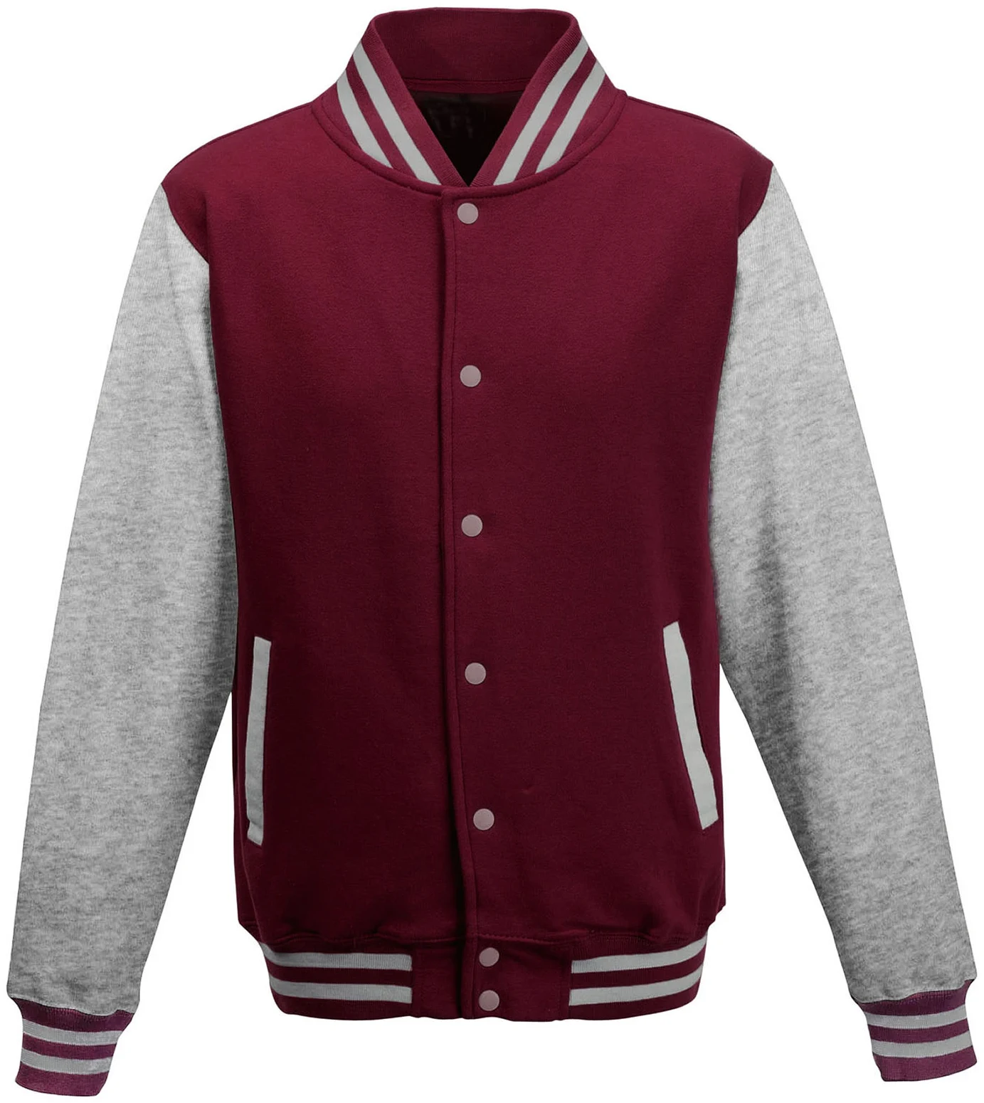 burgundy/heather grey