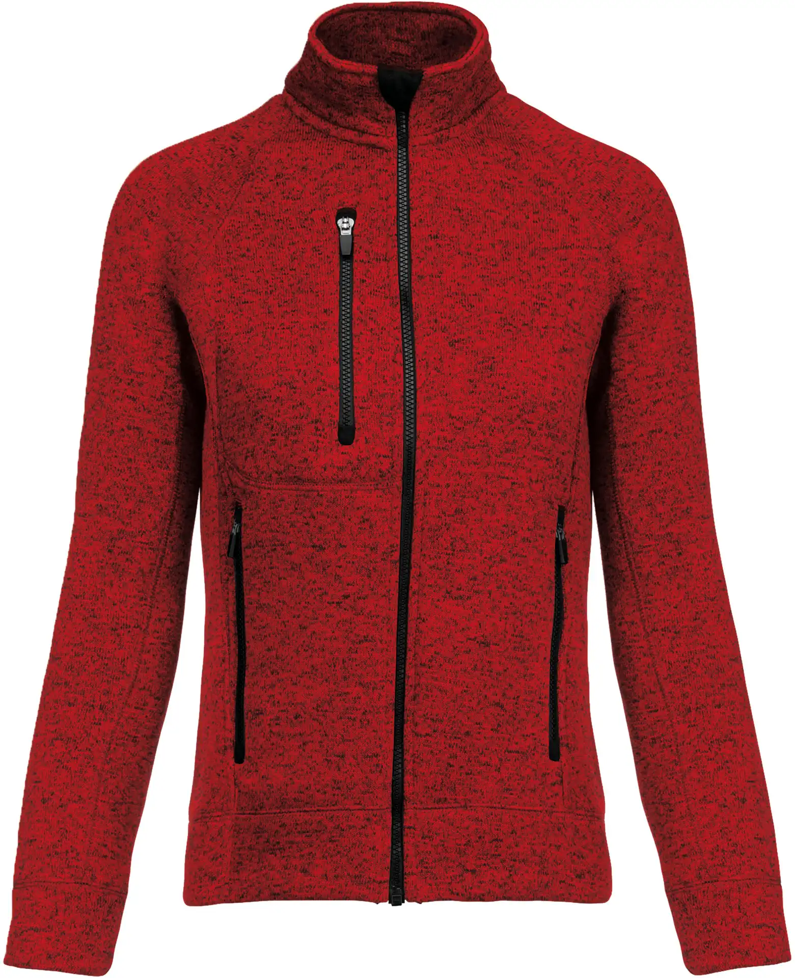 kariban-K9107-damen-melange-strickfleece-jacke-redmelange-front-3 Kariban Damen Melange Strickfleece Jacke