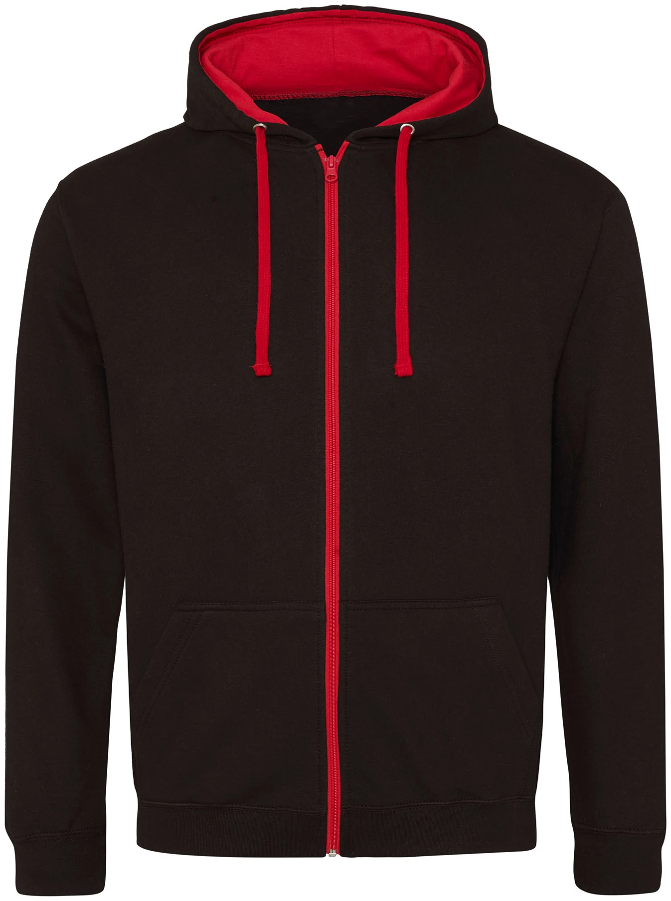 justhoods-jh053-varsity-zoodie-jetblack-firered-front-1 Just Hoods Varsity Zoodie