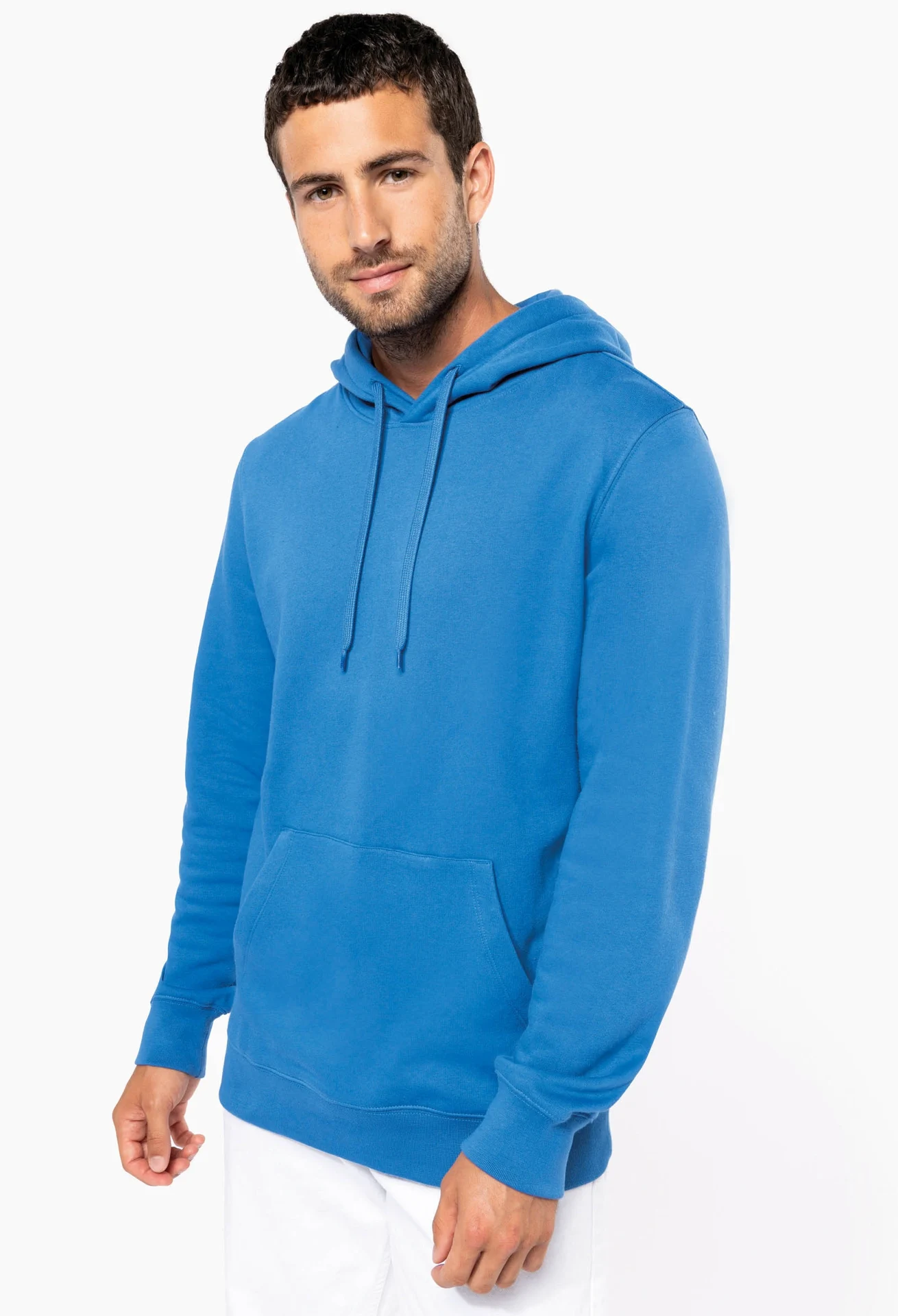 kariban-K4037-kapuzen-sweater-made-in-portugal-lightroyalblue-model-0 Kariban Kapuzen Sweater "Made in Portugal"