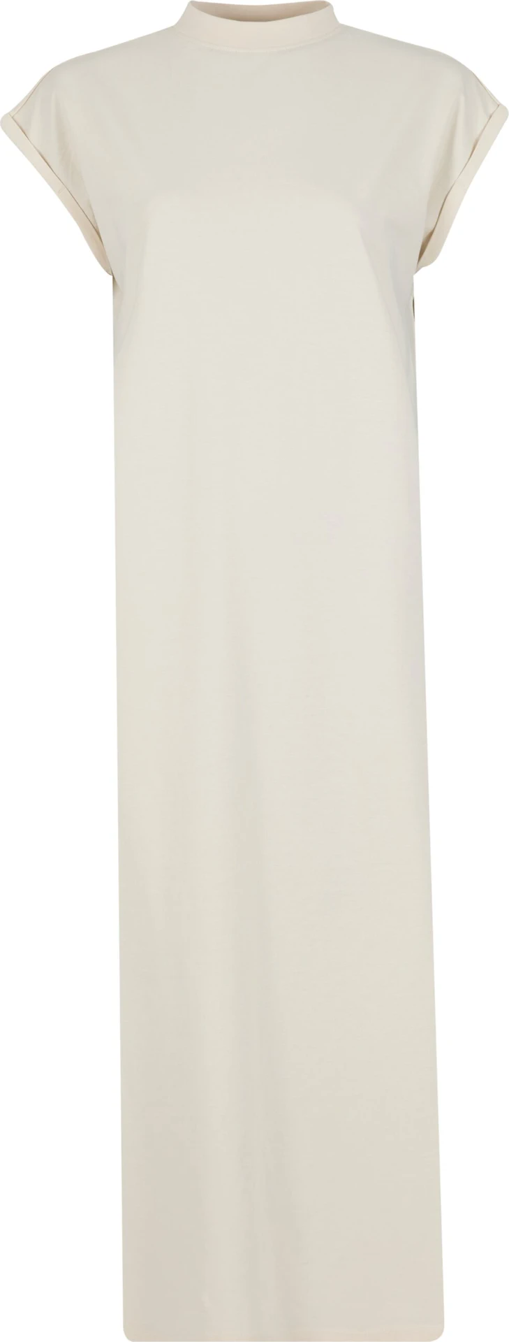 BYB-BY302-ladies-long-extended-shoulder-dress-whitesand-front-4 Build Your Brand Ladies Long Extended Shoulder Dress