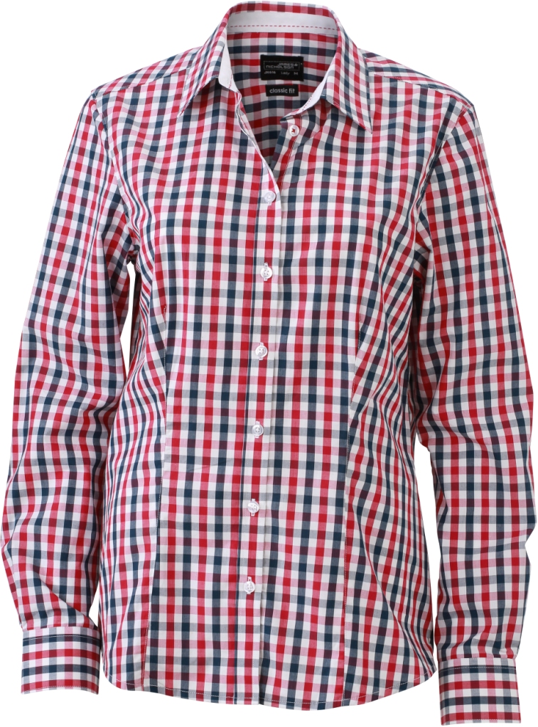 James & Nicholson Ladies Checked Blouse James & Nicholson Ladies Checked Blouse