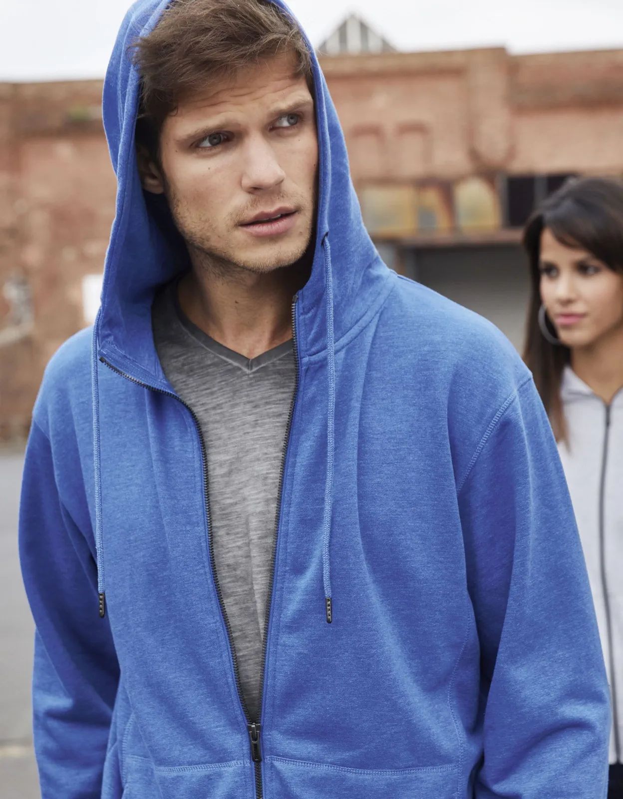 JN8026-mens-zip-hoody-model-1 James & Nicholson Men`s Zip-Hoody