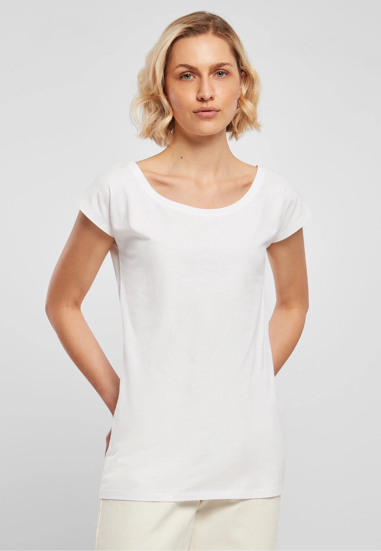 Build Your Brand Ladies Wide Neck Tee