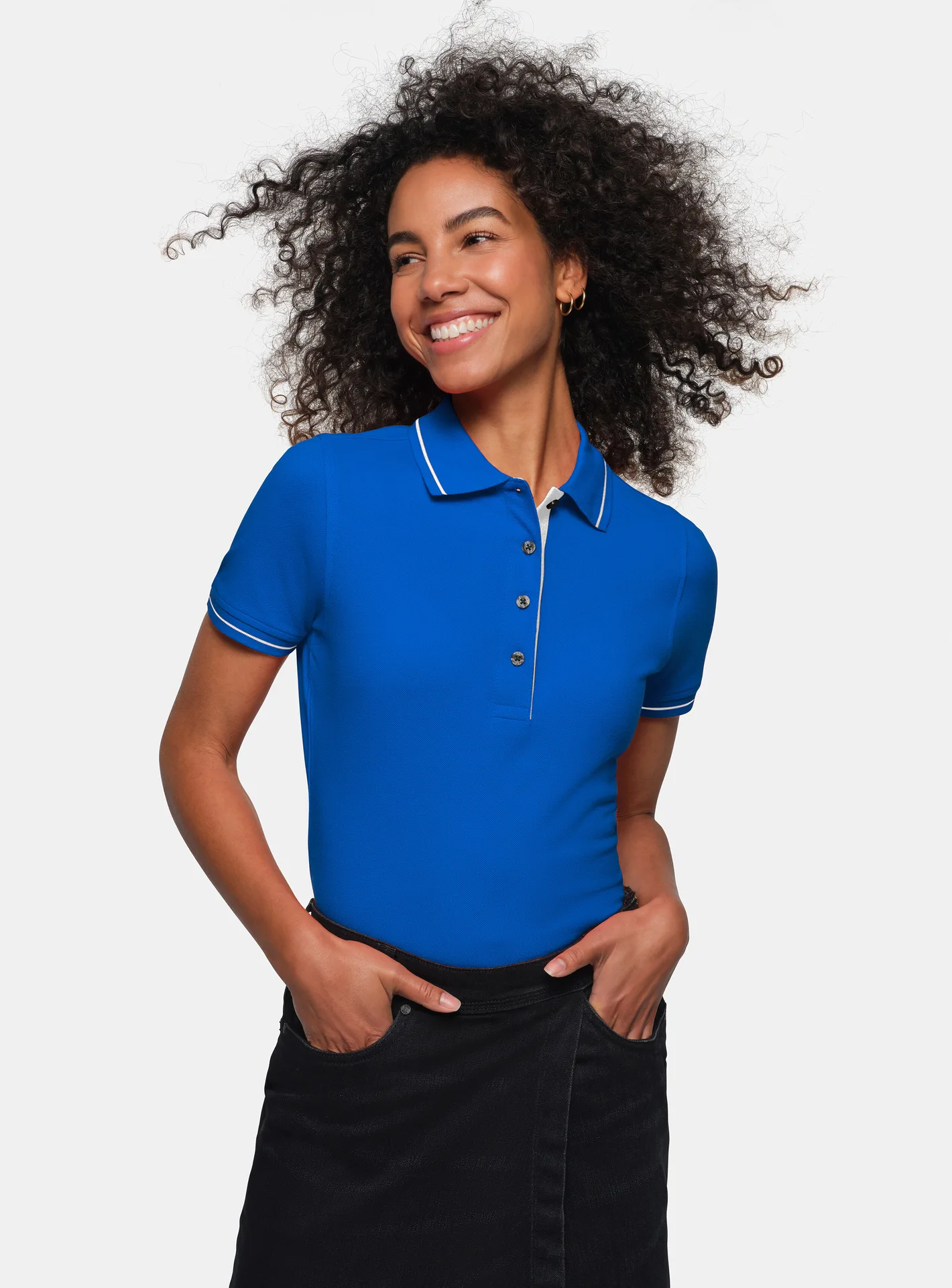 hakro-203-damen-poloshirt-casual-royalblau-weiss-model-0 HAKRO Women-Poloshirt 203 Casual
