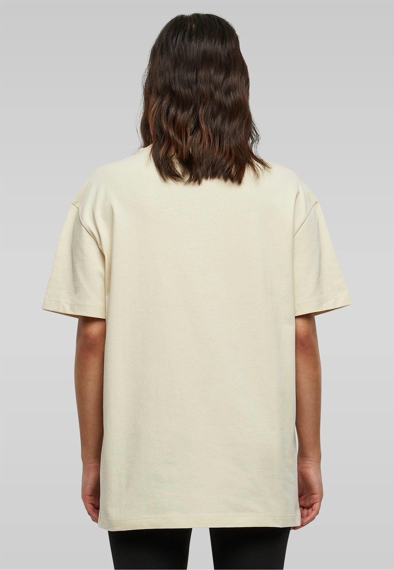 BYB-BY149-ladies-oversized-boyfriend-t-shirt-sand-model-2 Build Your Brand Ladies Oversized Boyfriend Tee